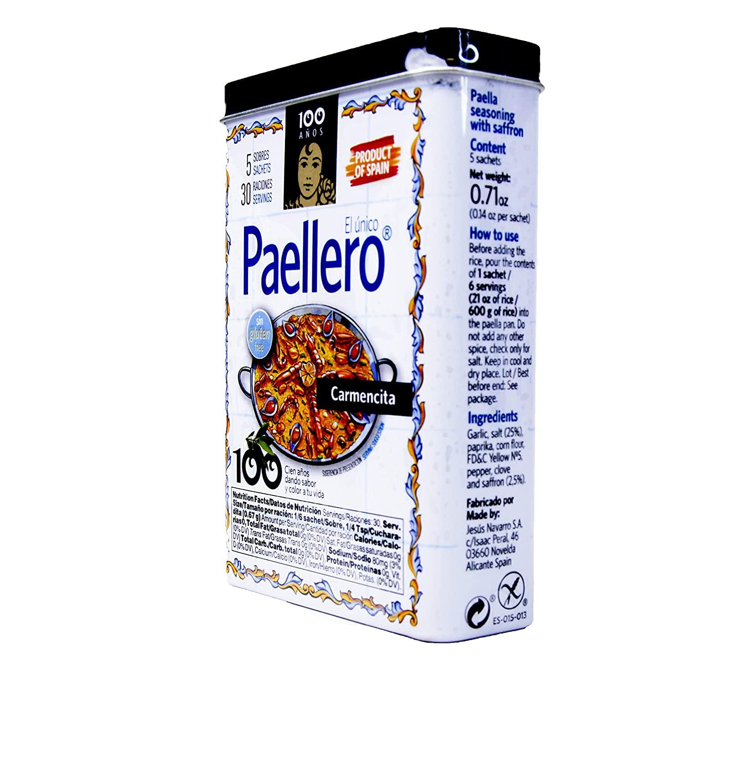 Carmencita. Paellero Paella Seasoning with Saffron (5 sackets) in