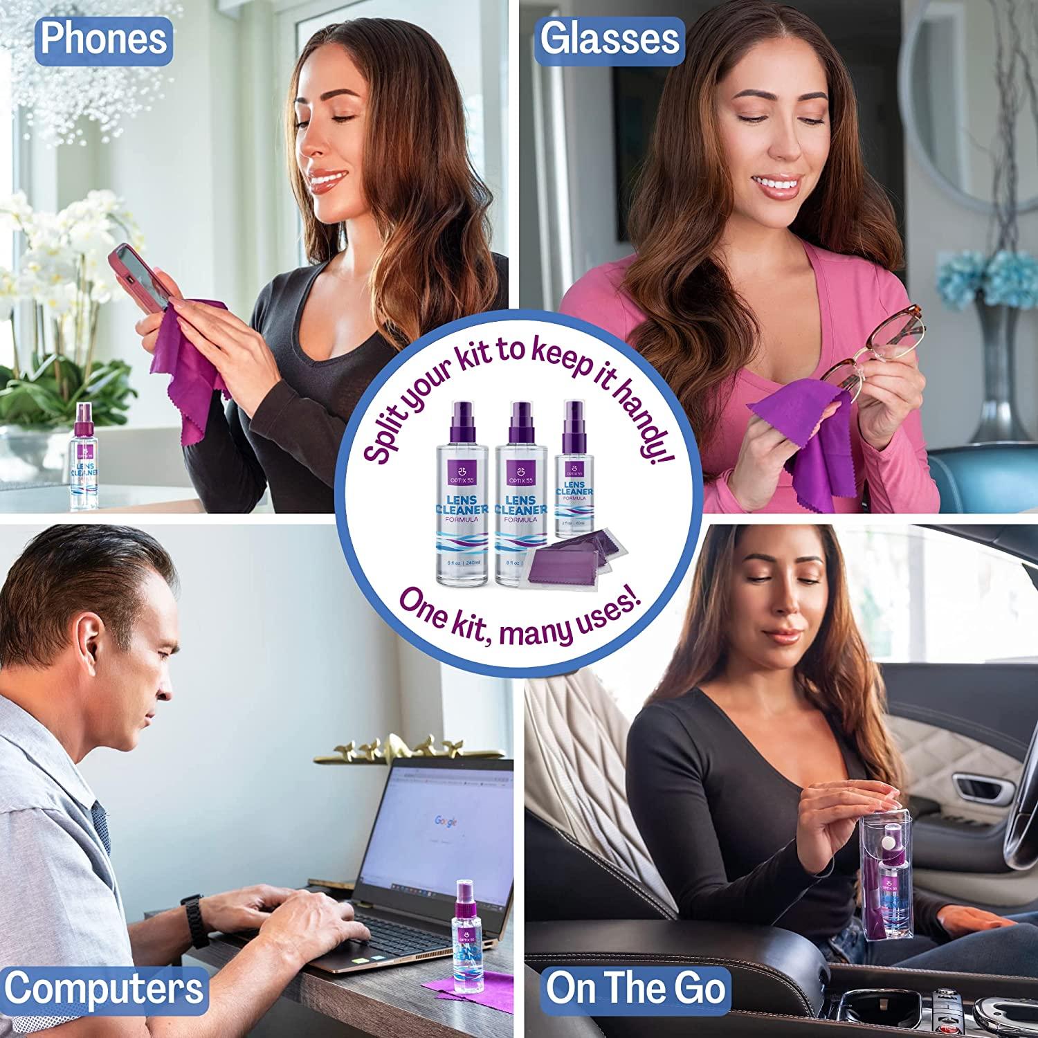 Lens Cleaner Spray Kit Alcohol & Ammonia Free Eye Glasses Cleaner Spray + Microfiber Cloths