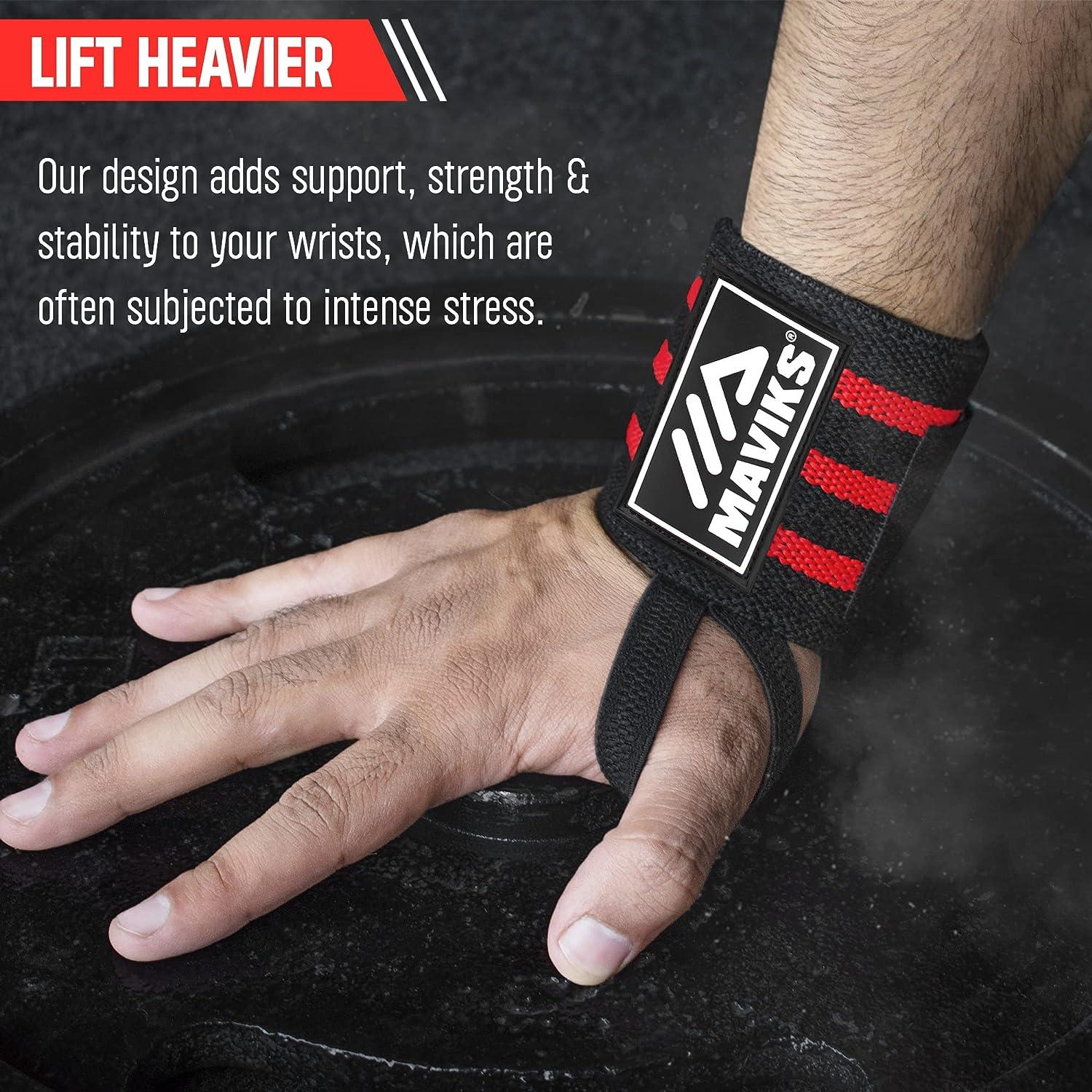 AQF Power Weight Lifting Wrist Wraps Supports Gym Training Fist Straps - Sold as Pair & One Size Fits All