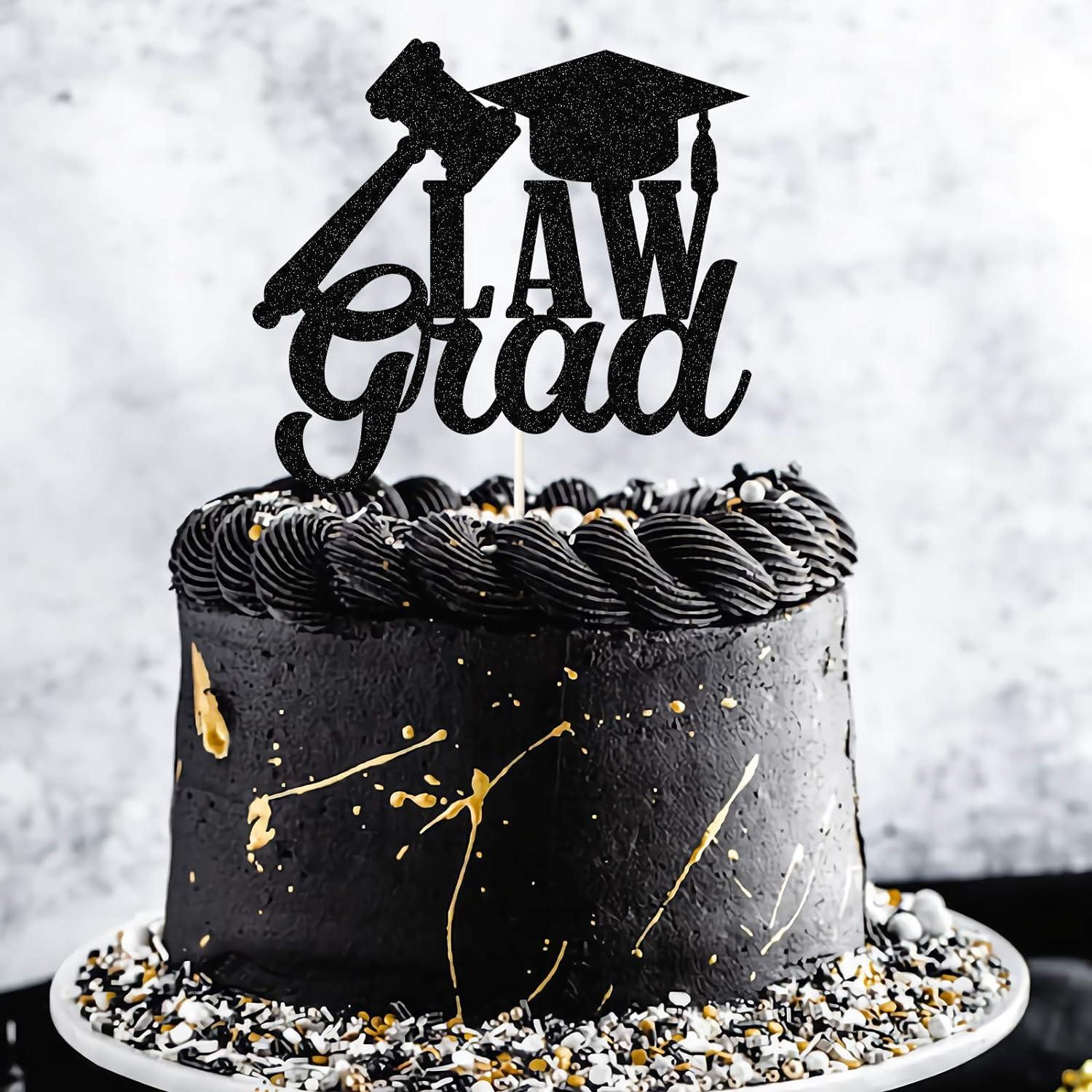 Black Glitter Law Grad Cake Topper Law School Graduation Cake Decor Law School Students ...