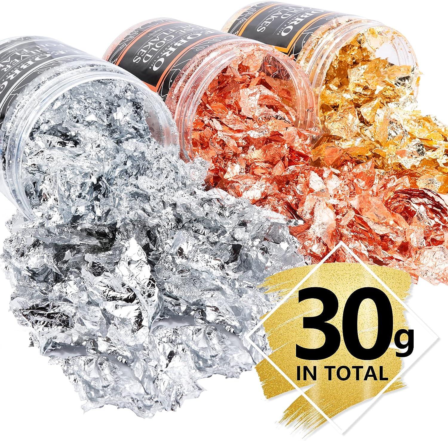 30g Metallic Foil Flakes, LEOBRO Gold Flakes for Resin, Gold Foil for