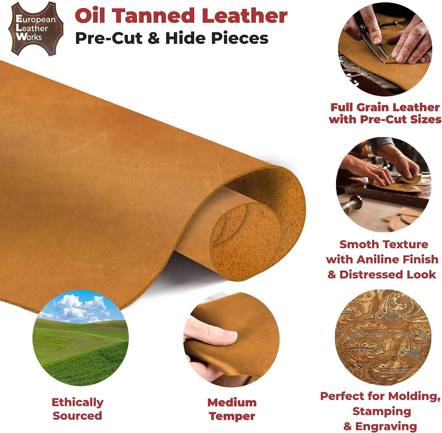 ELW Full Grain Leather Tobacco Brown Scraps 8 LBS 5/6 OZ 2-2.4mm Thickness  Weight Cowhide Perfect for Leather Crafts, Tooling Leather, Repair, Hobby,  Workshop 