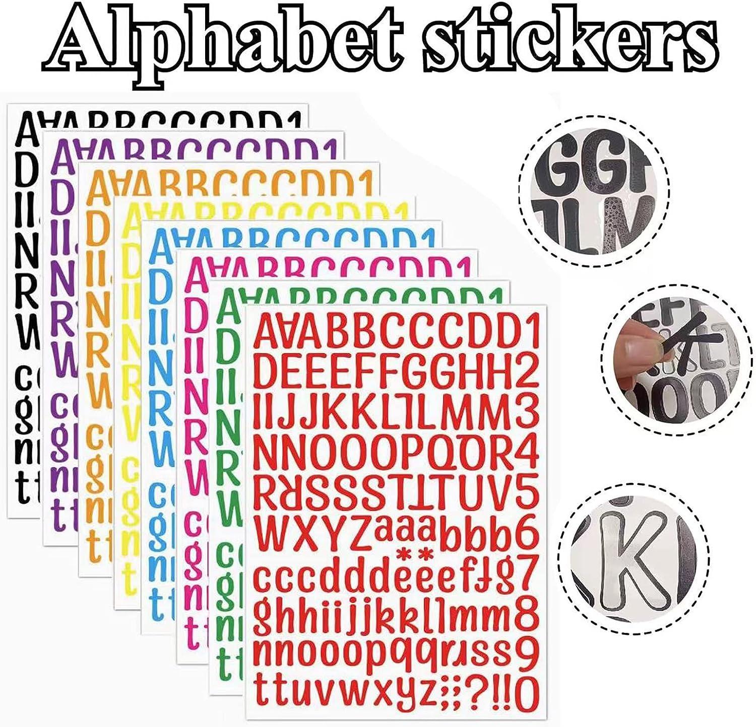 8 Sheets Letter Stickers 1008 Alphabet Stickers 1 inch Vinyl Self