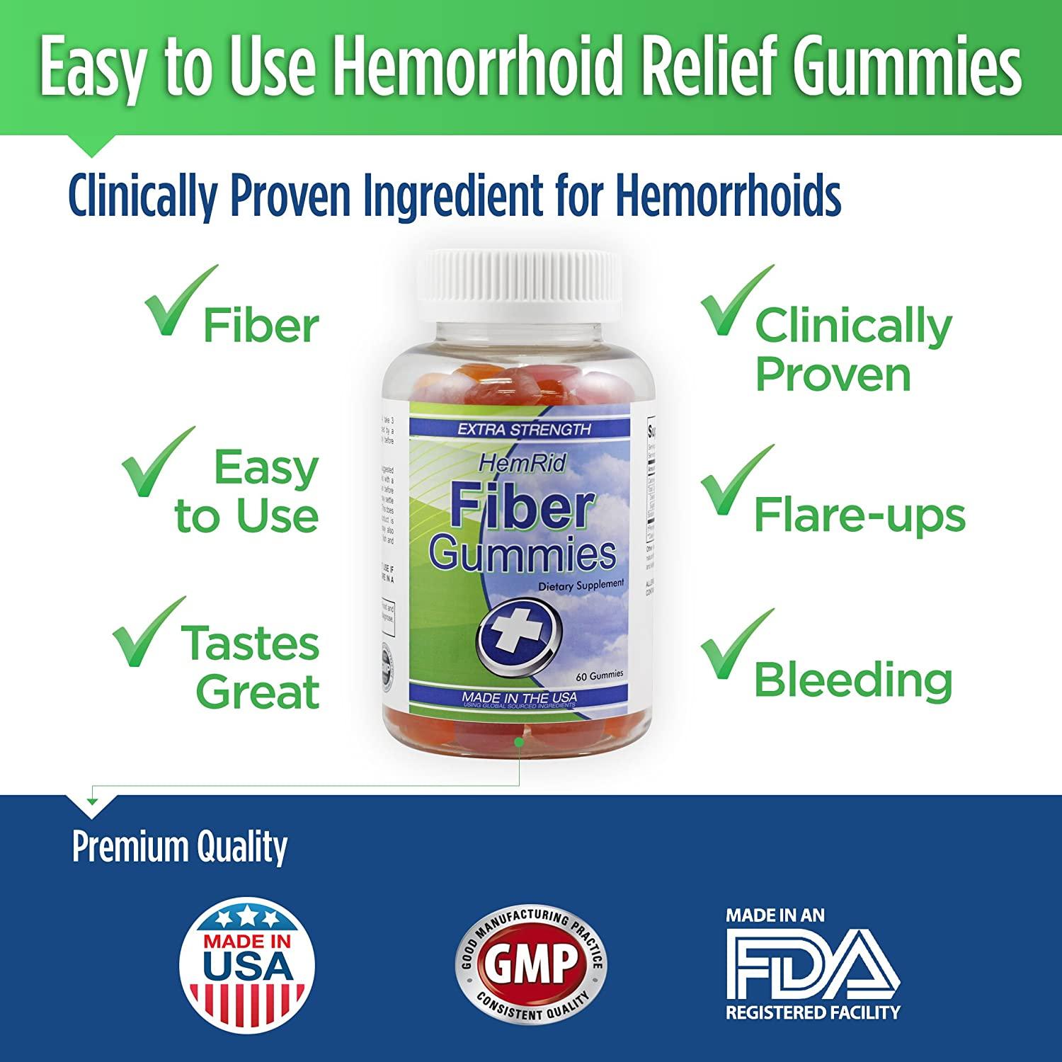 HemRid Fiber Gummies for Hemorrhoids Fast Hemorrhoid Pain Relief
