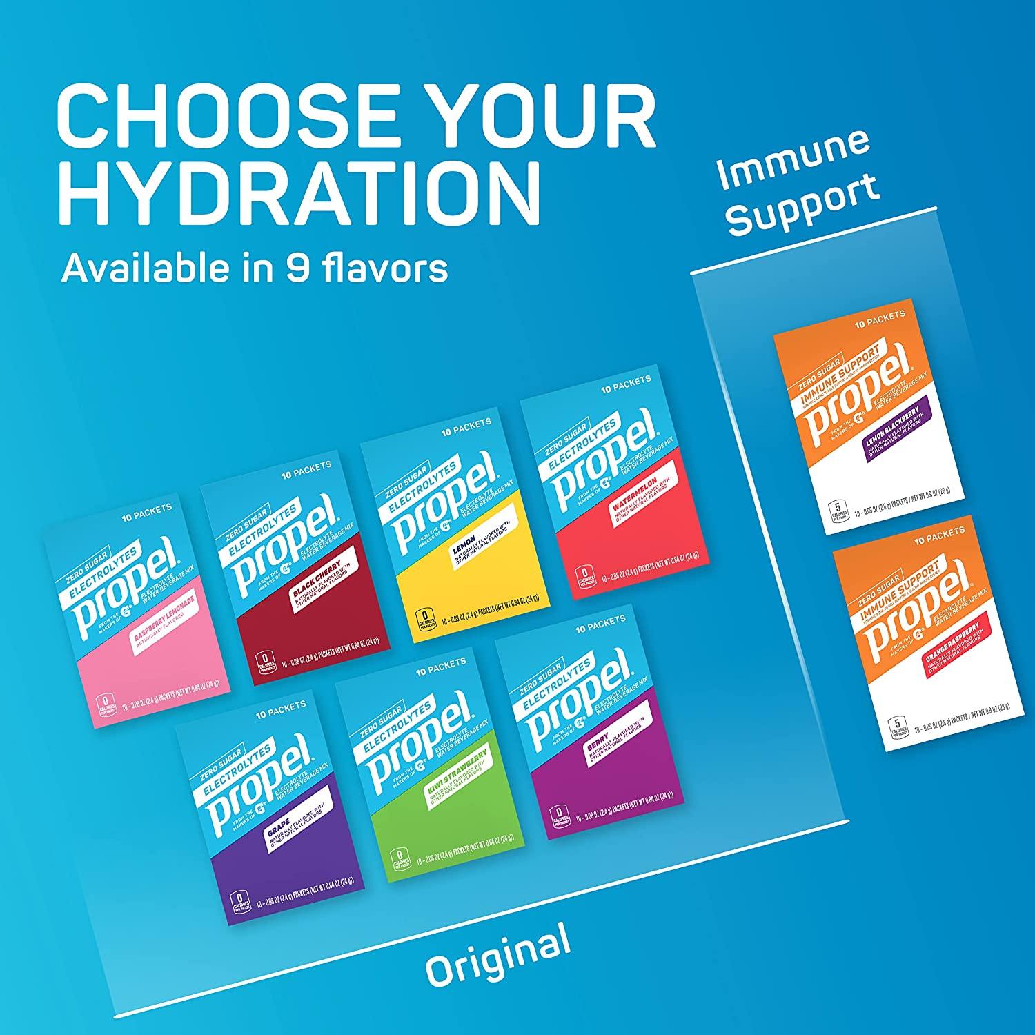 Propel Powder Packets Variety Pack - 4 Flavors, Electrolytes & Vitamins ...