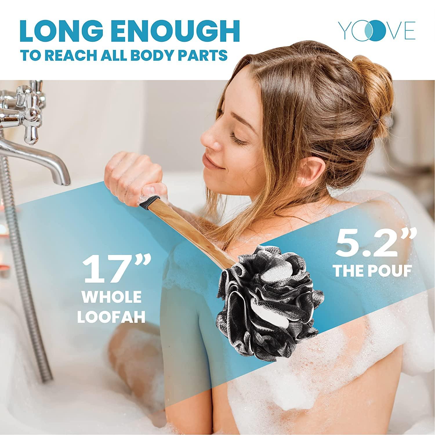 Loofah Back Scrubber Bamboo Charcoal Infused Shower Scrubber Bath