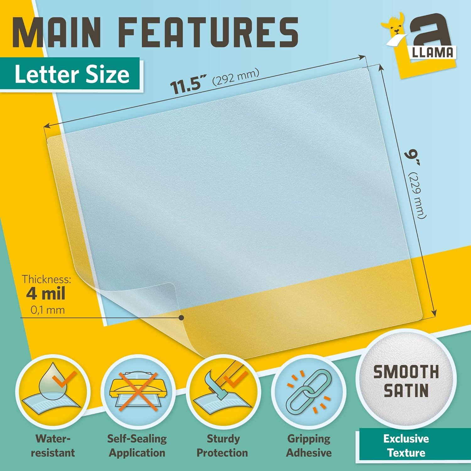 Textured Self Adhesive Laminating Sheets Smooth Satin Finish 9 x 11.5 Inches 4 Mil Thick 10 Pack