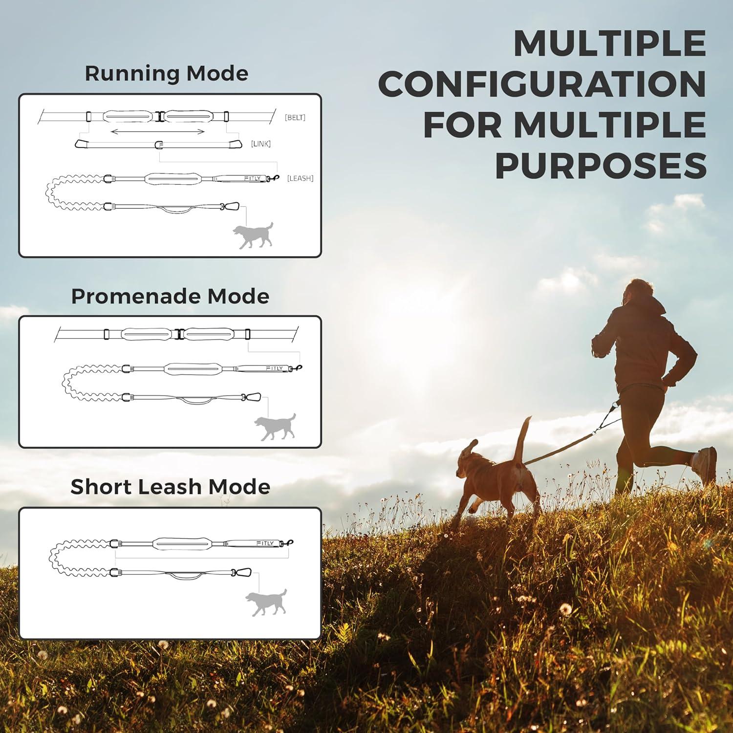 FITLY Dog Running Waist Belt Running Dog Lead Canicross