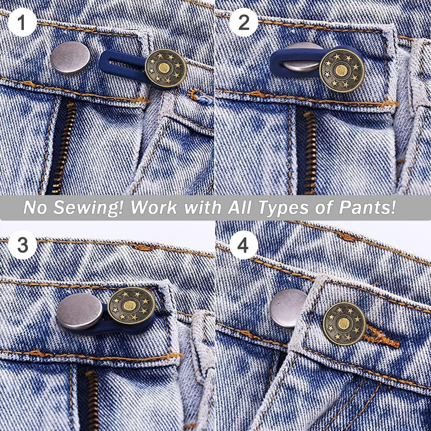 Button Extenders For Jeans, 6 Sizes Pants Button Waistband Extender,  Flexible Adjustable Elastic Wa