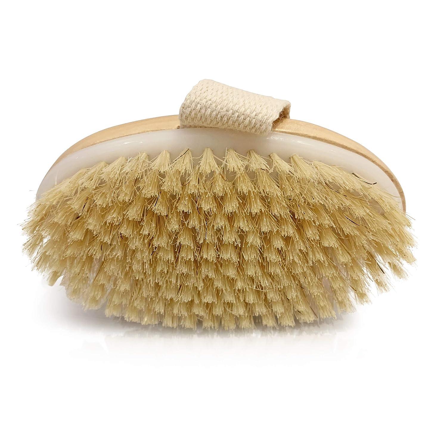 Spiffy Skin Wet and Dry Body Brush Exfoliator Medium Soft Natural