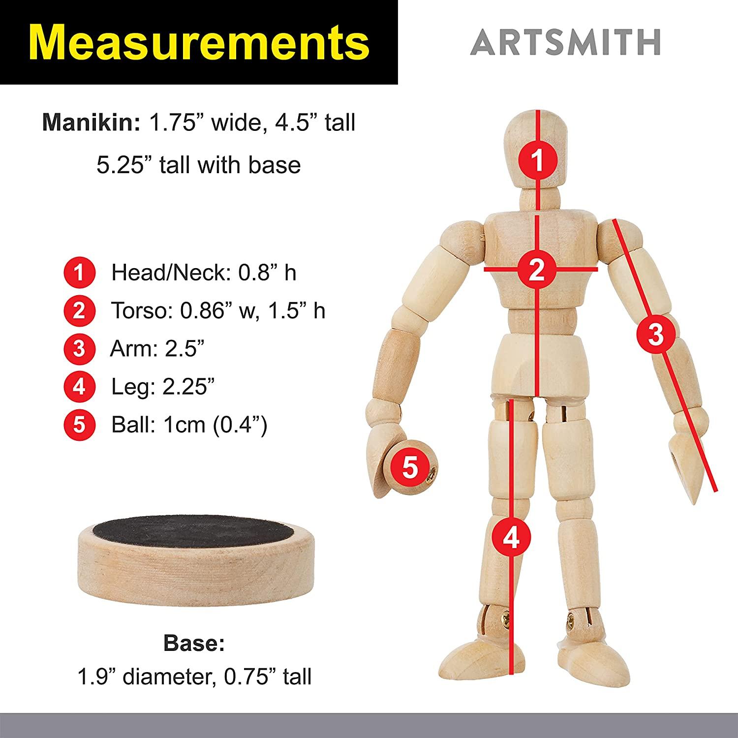 8 inch Artist Wooden Manikin Jointed Posable Manikin  Articulated Mannequin Art Drawing Figure Sketching Body Model Human Action  Figure with Base and Flexible Body for Home Decoration Drawing
