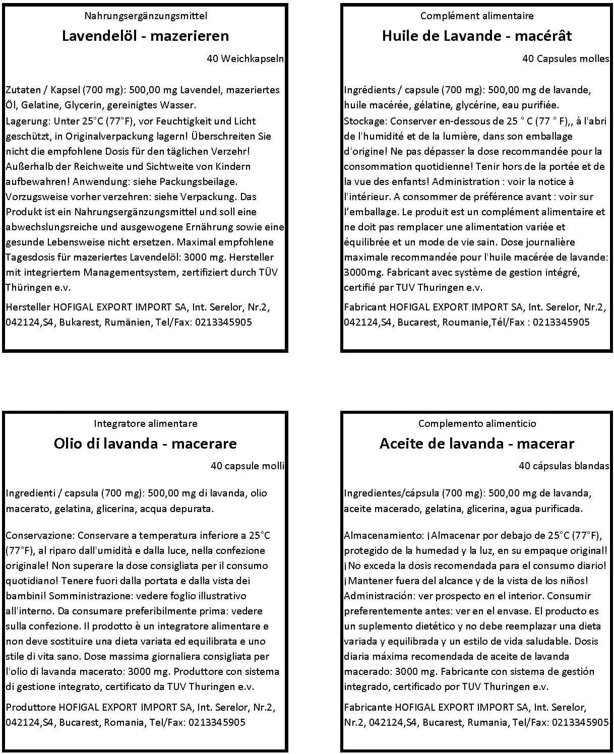 Lavender Pure Oil 500mg 100 Pure & Natural Cold macerated Extract 40