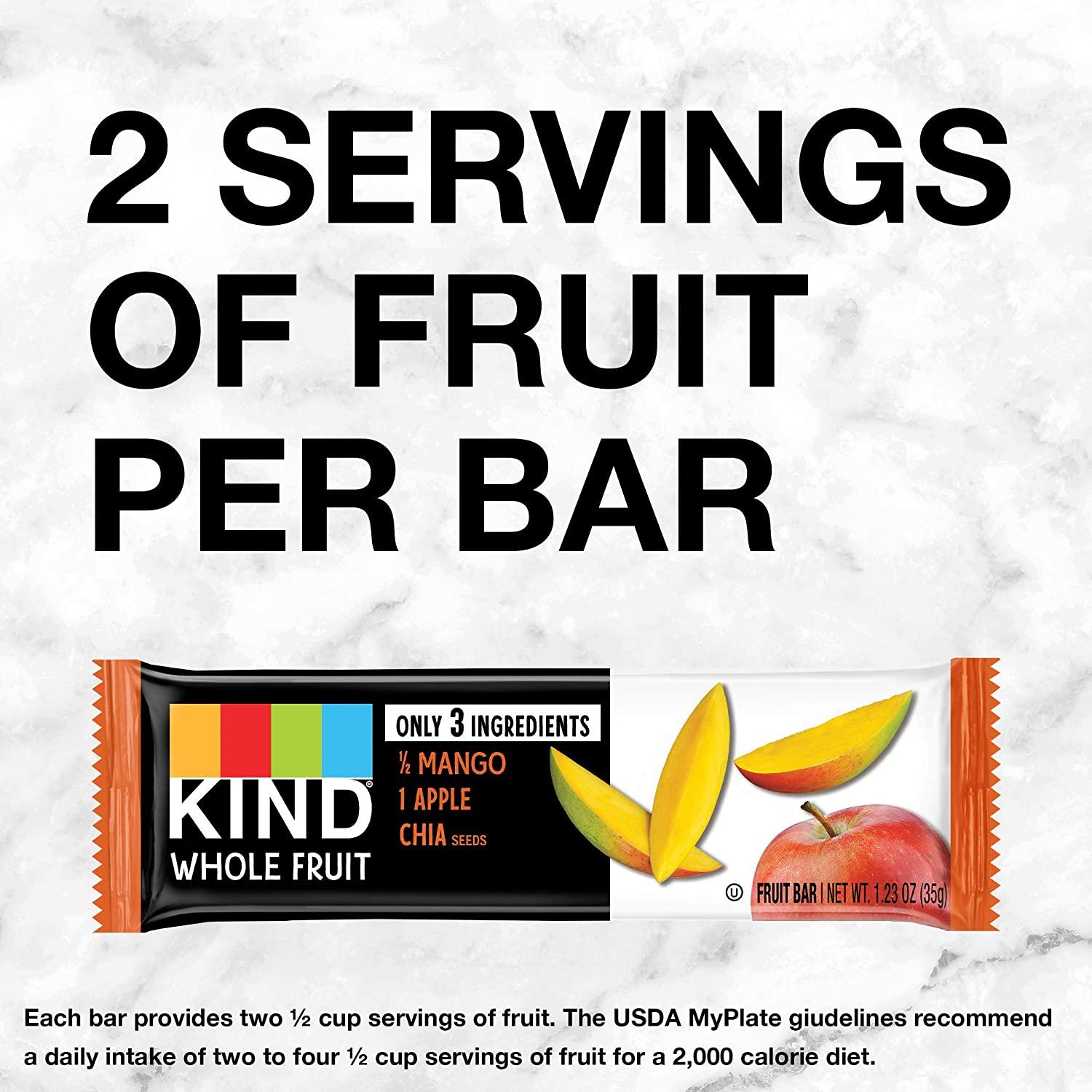 KIND Whole Fruit Bars Gluten Free No Sugar Added 1.2oz Mango Apple Chia