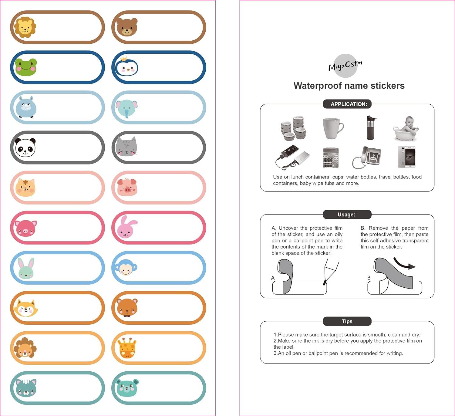 Name Labels for Kids Baby Bottle LabelsWaterproof Handwritten Name