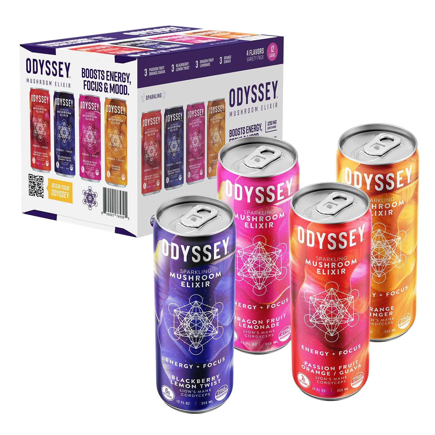 ODYSSEY ELIXIR Sparkling Mushroom Energy Drink Lions Mane