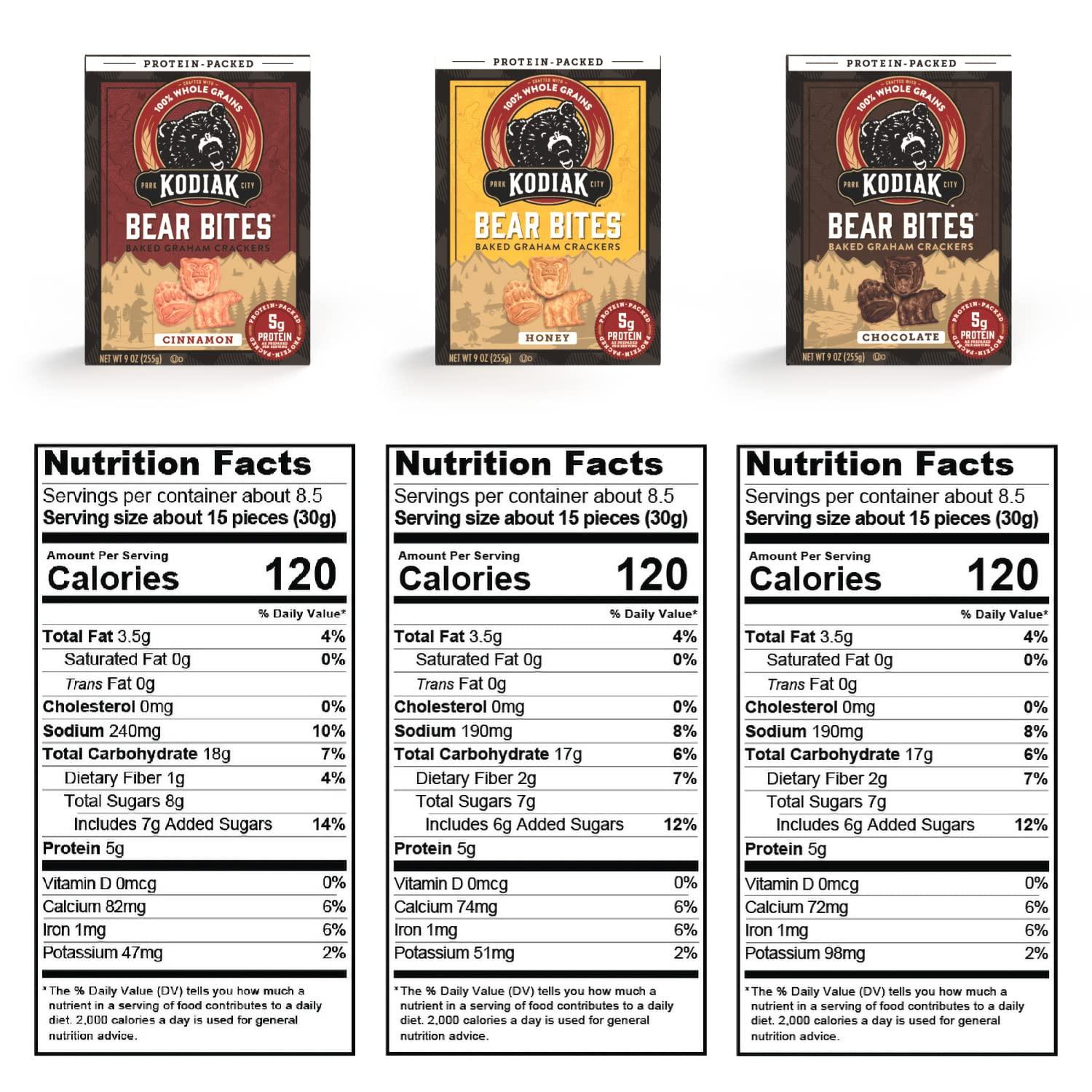 Kodiak Cakes Bear Bites Variety Pack Protein Packed Graham Crackers