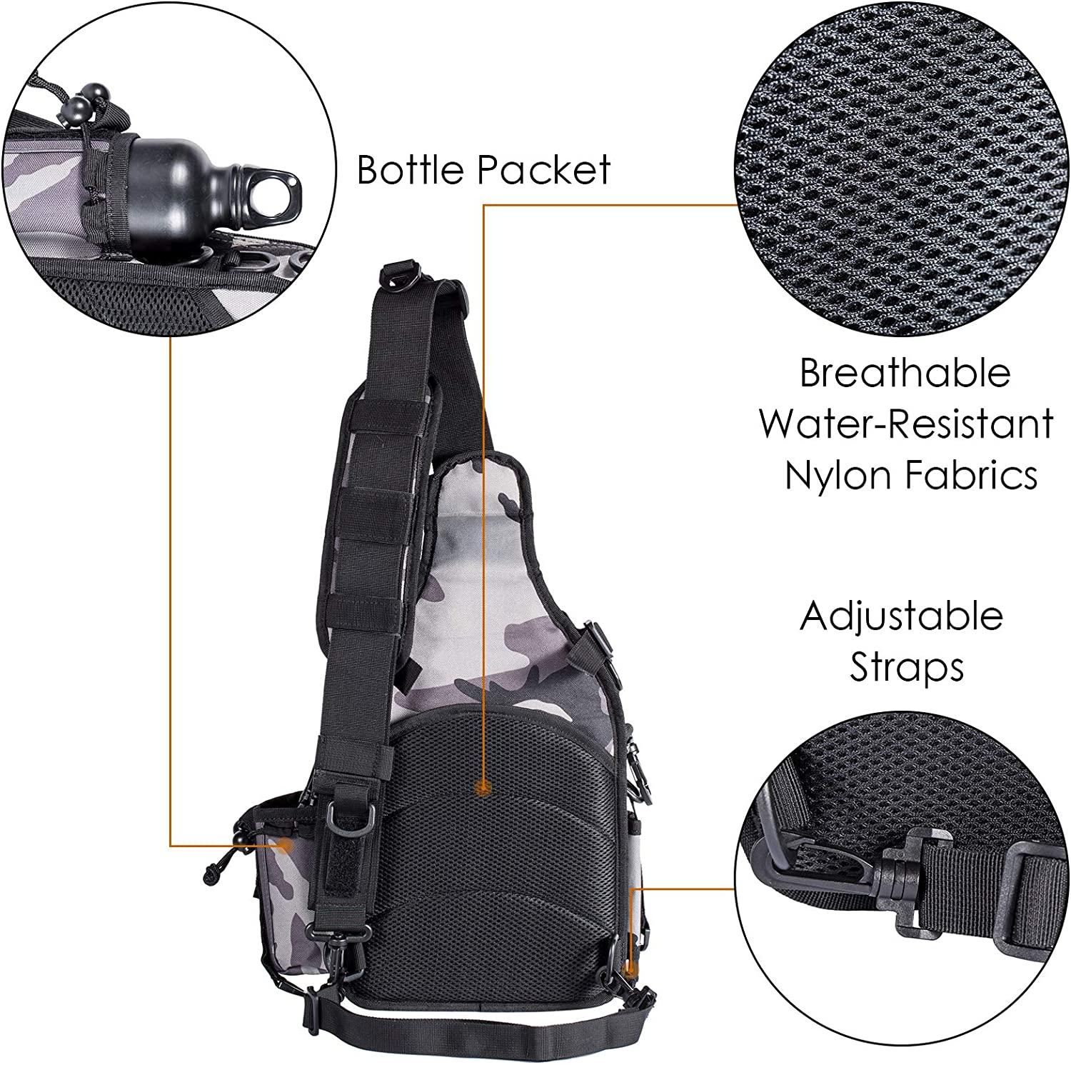 Himal Fishing Tackle Storage Bag,Outdoor Shoulder Backpack,Fishing Gear  Bag,Waterproof Shoulder Backpack,Cross Body Sling Bag with Rod Holder  Digital Camouflage