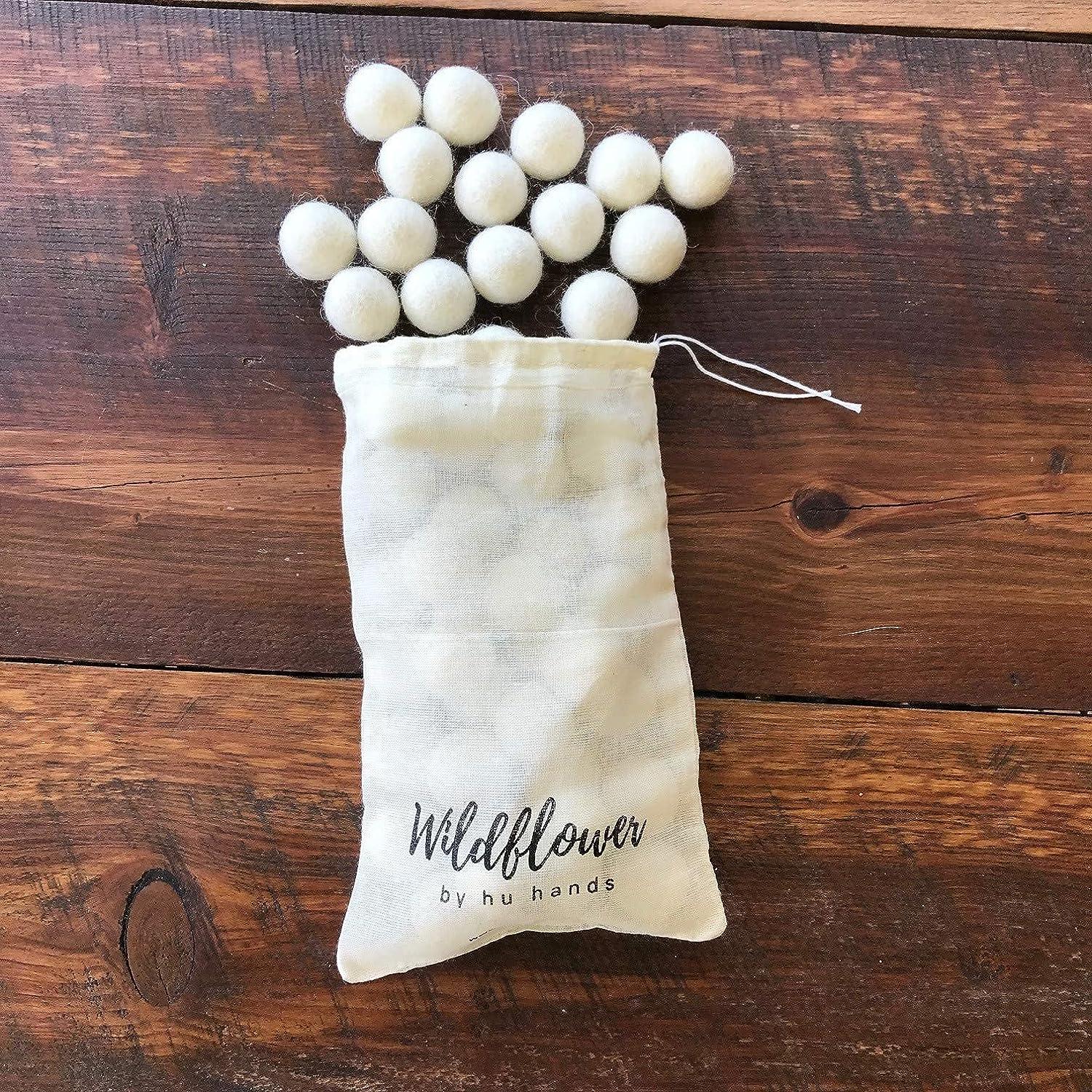 Garland Natural White Felt Balls 1 inch (2.5cm), (50) Wool Pom Poms