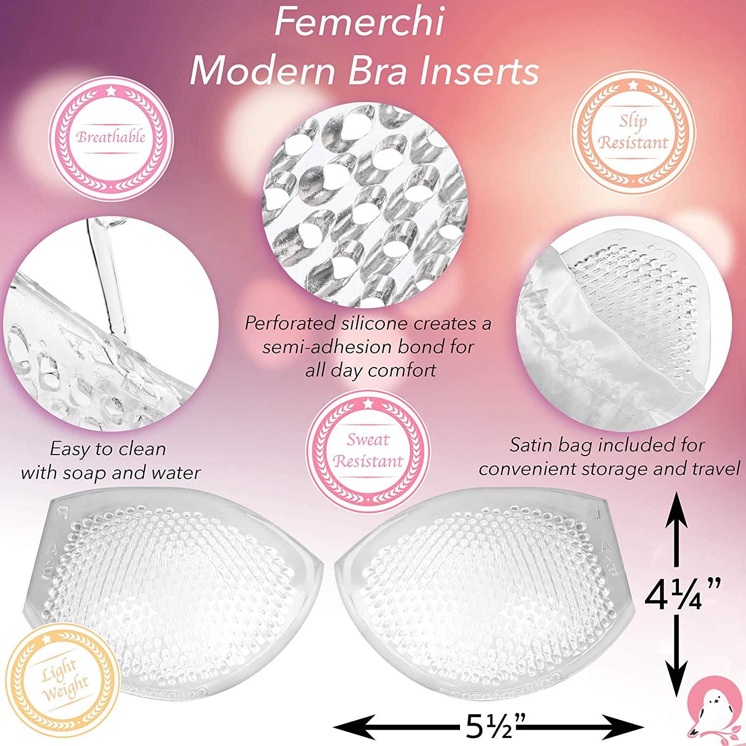 Femerchi Silicone Bra Inserts Pads for Sizes AD Breathable, Nonslip