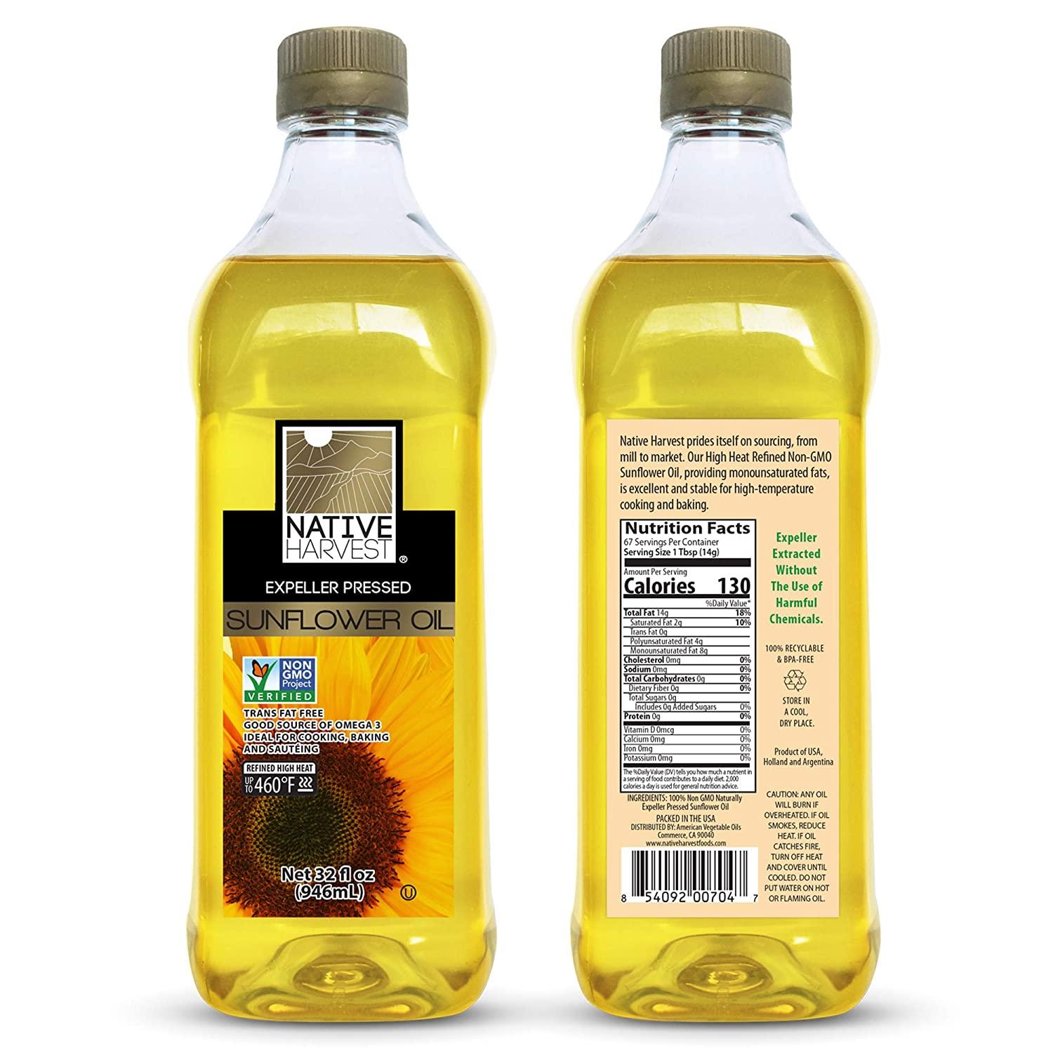 Native Harvest Expeller Pressed NonGMO Sunflower Oil, 1 Litre (33.8 FL