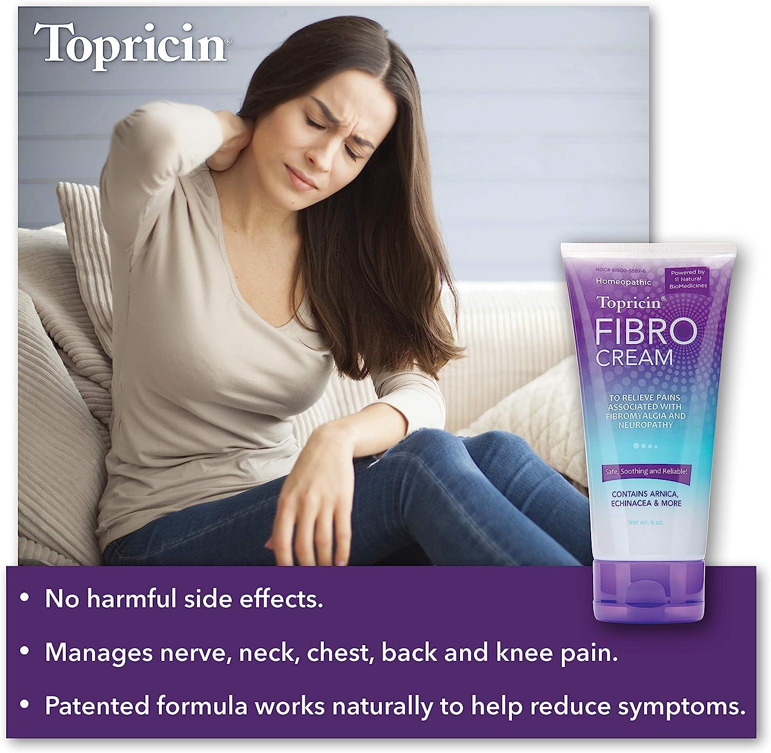 Topricin FIBRO Pain Relieving Cream (6 oz) Rapid Relief for