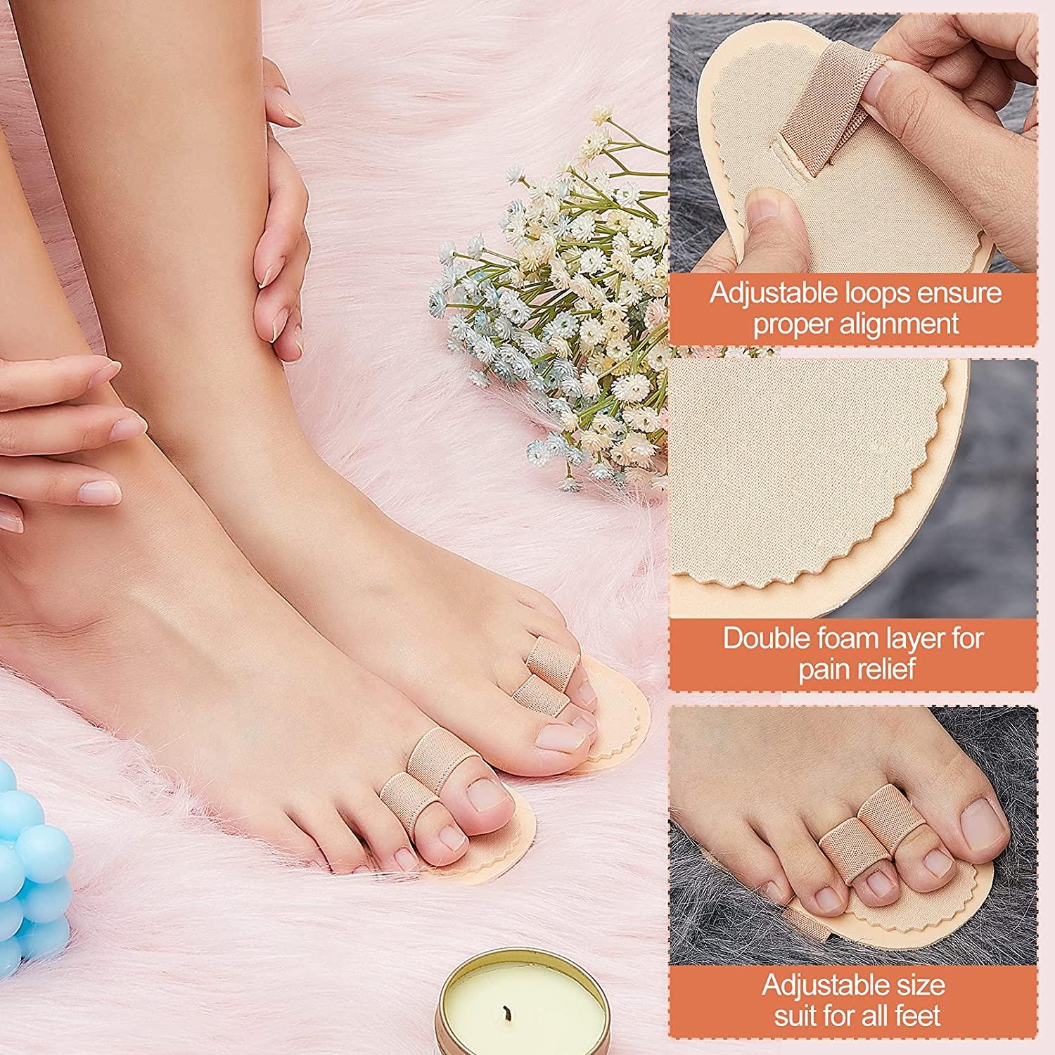 6 Pieces Double Toe Straightener Hammer Toe Splint Toe Corrector Separators  for Crooked Toes Relieving Foot Pain, Claw and Overlapping Toes, Pressure,  Discomfort (Beige)