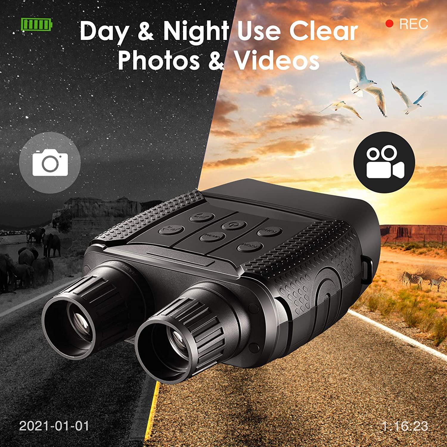 Night Vision Day Binoculars for Hunting in 100% Darkness - Digital