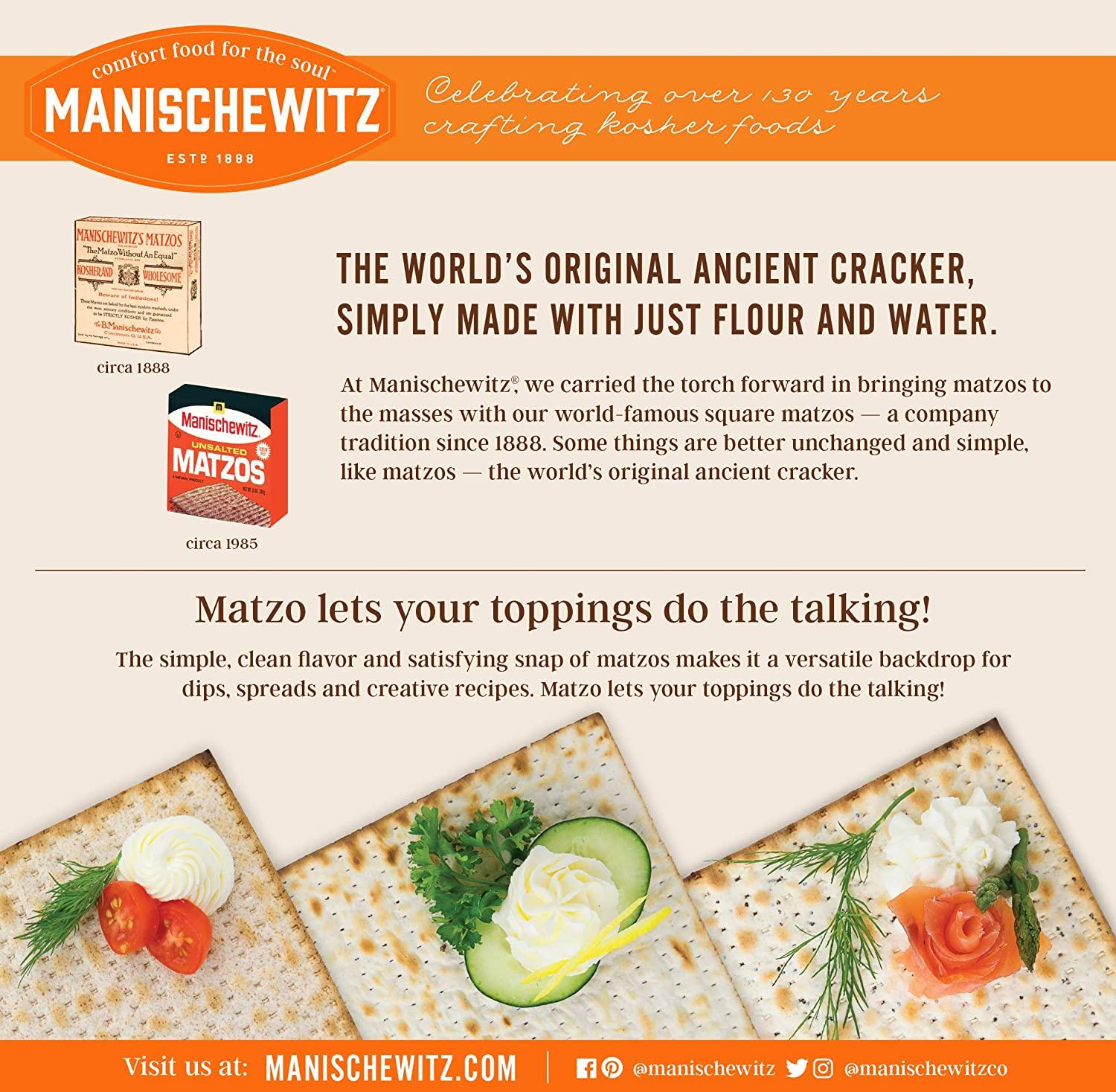 Manischewitz Original "Thin Unsalted Matzo" 10oz (3 Pack) Airy Crispy