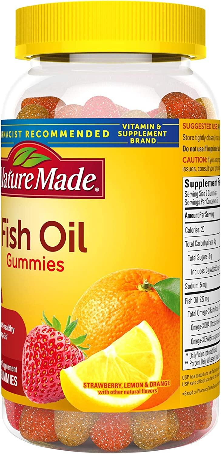 Nature Made Fish Oil Gummies Strawberry Lemon & Orange 150 Gummies