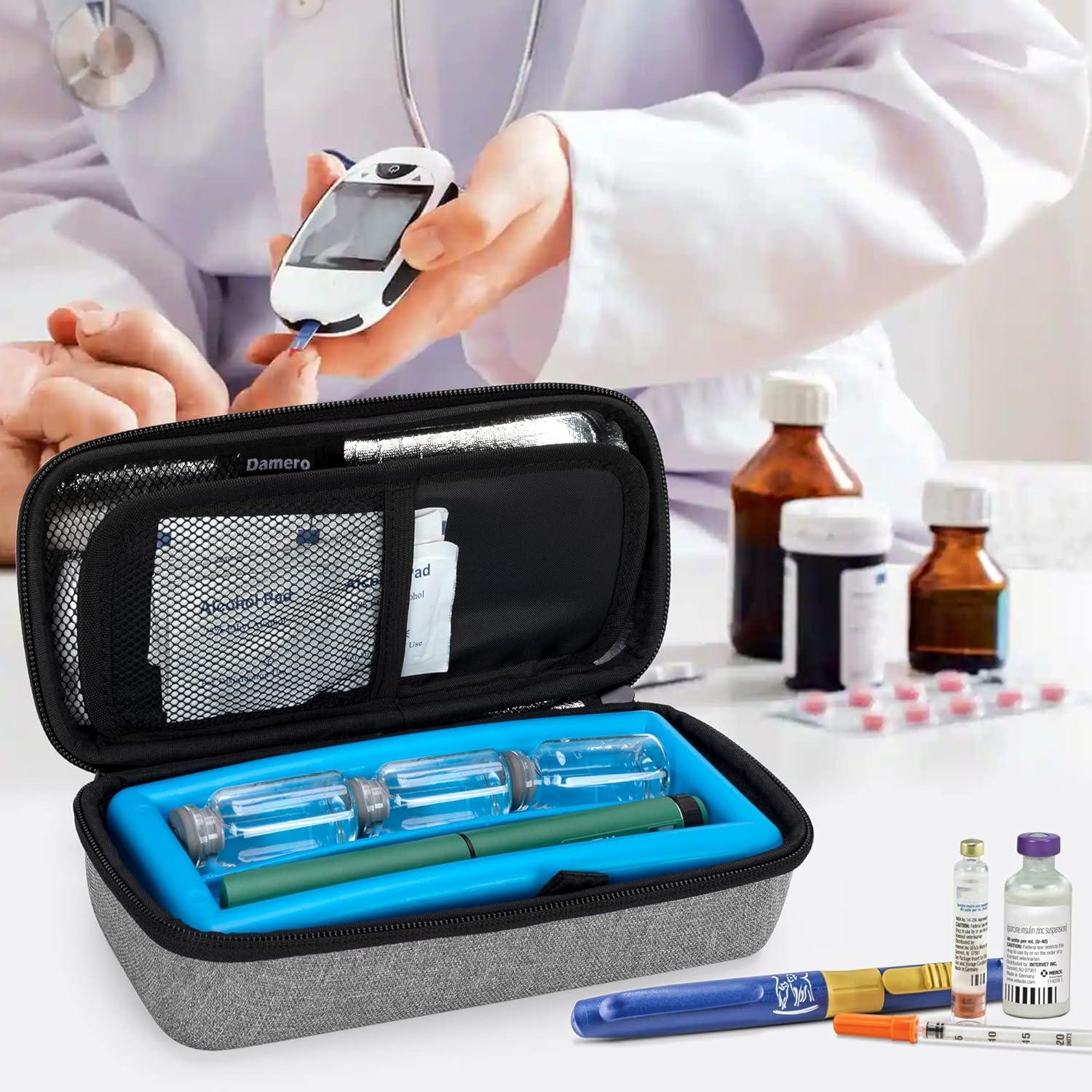 Damero Insulin Cooler Travel Case - Gray Medical Cooler Bag with Ice Pack  for Diabetics | Buy Now with Express International Delivery | GoSupps.com