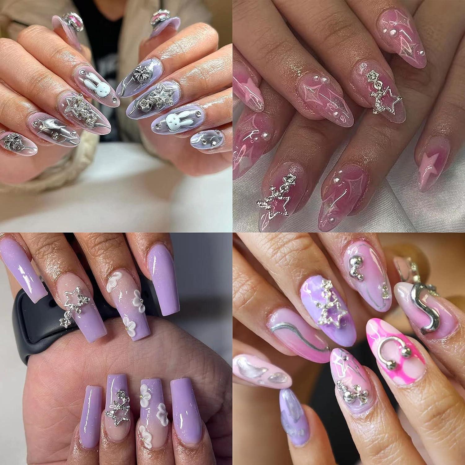 3D Flowers and Pink Gems Press on Nails – Rai's House of Nails