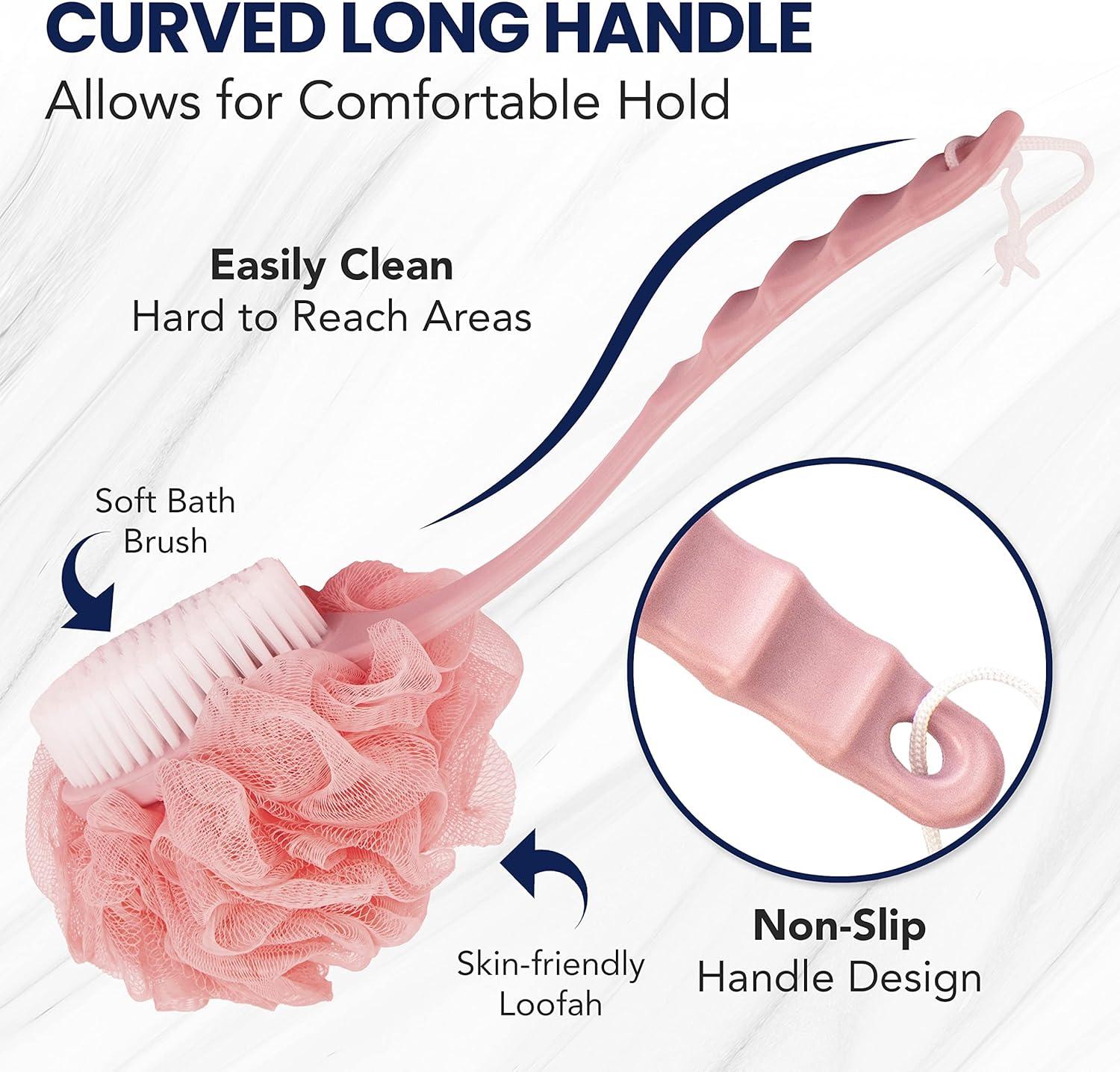DecorRack Bath Brush with Bristles and Loofah Shower Body Scrubber