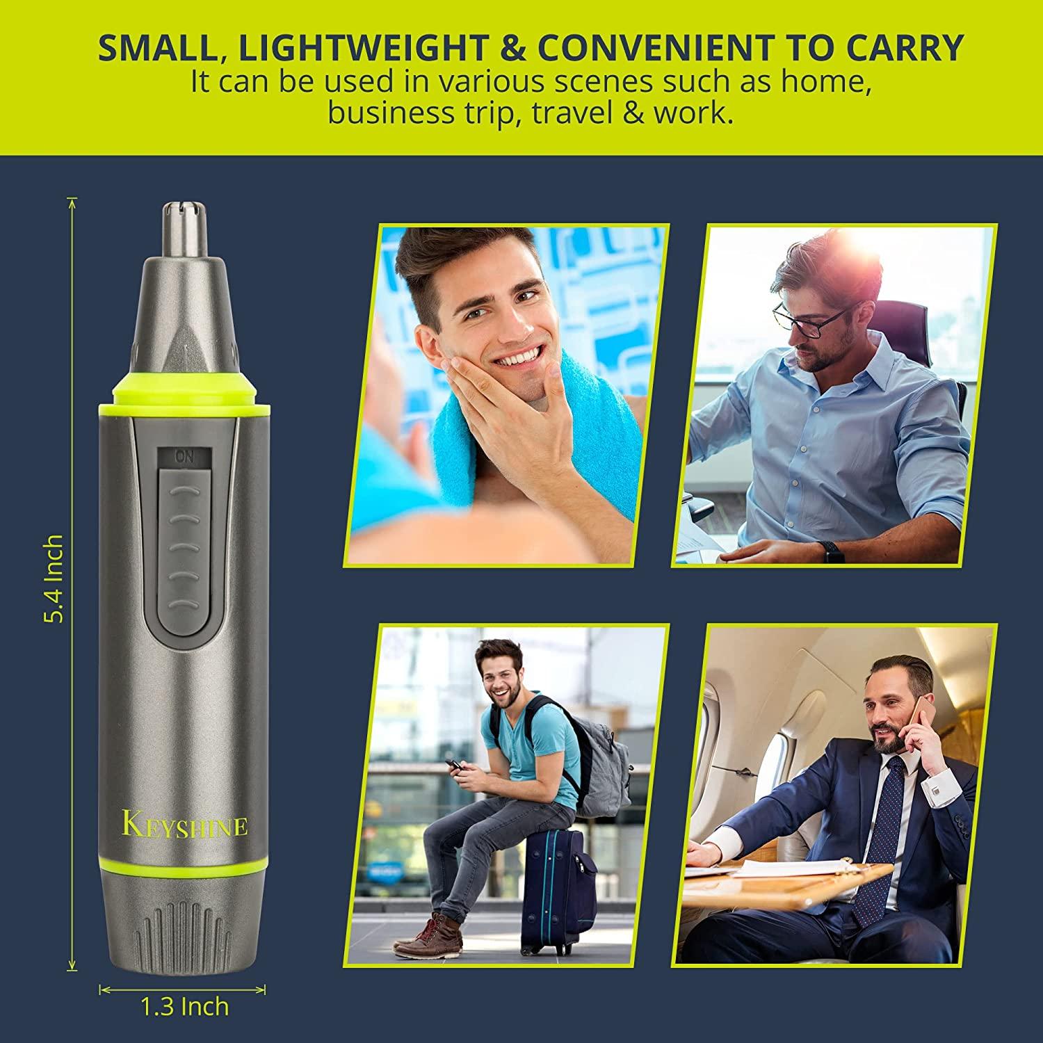 2 in 1 Men's Facial Hair Trimmer Painless Trimming for Nose, Ear