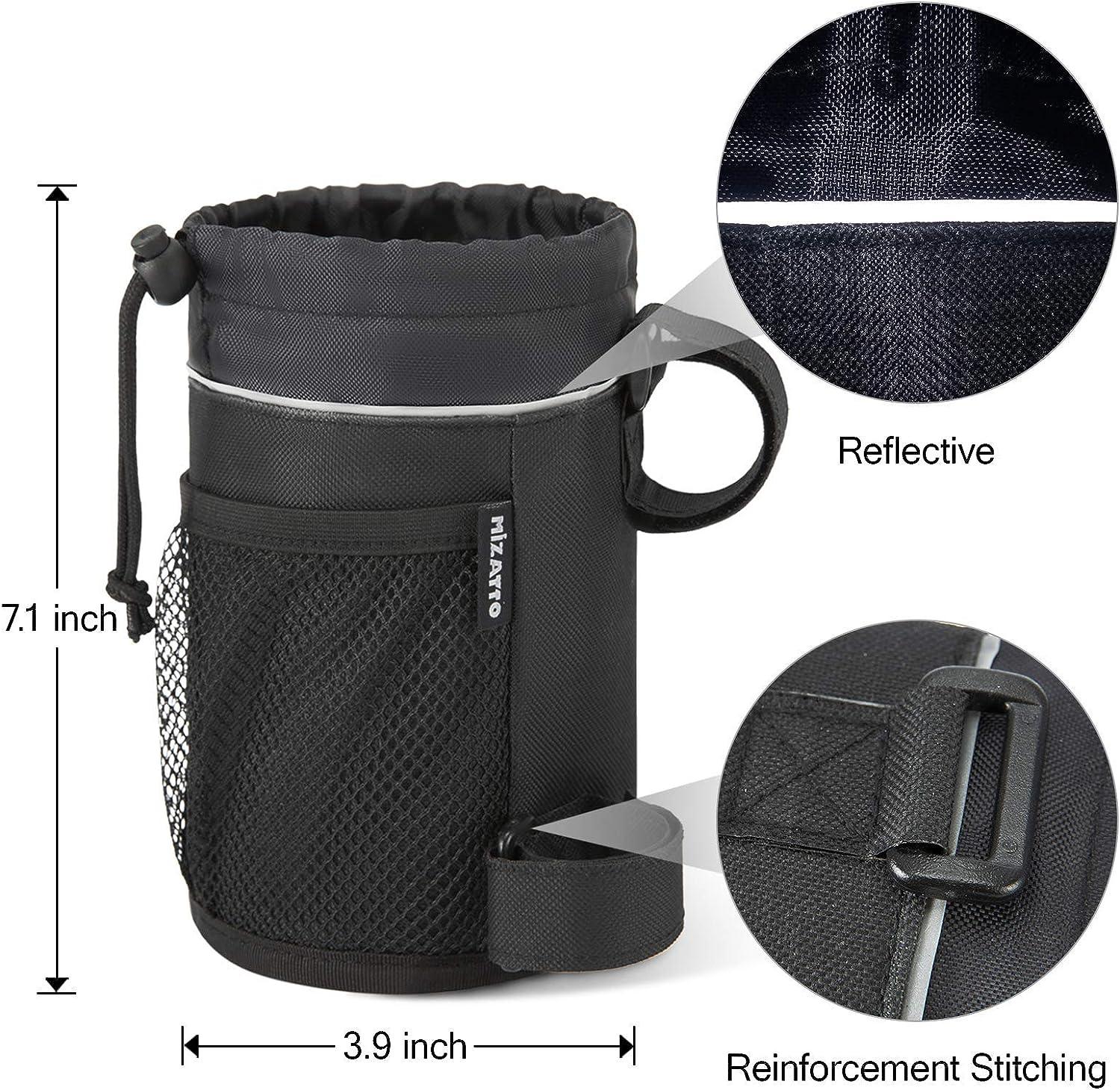 GEARV 2Pack Cup Holder For Bike, Scooter And Wheelchair, Water Bottle Holder For UTV/ATV, Walker, Golf Cart And Beach, Universal Drink Holder Accessories With Net Pocket And Cord Lock (Carbon Fiber
