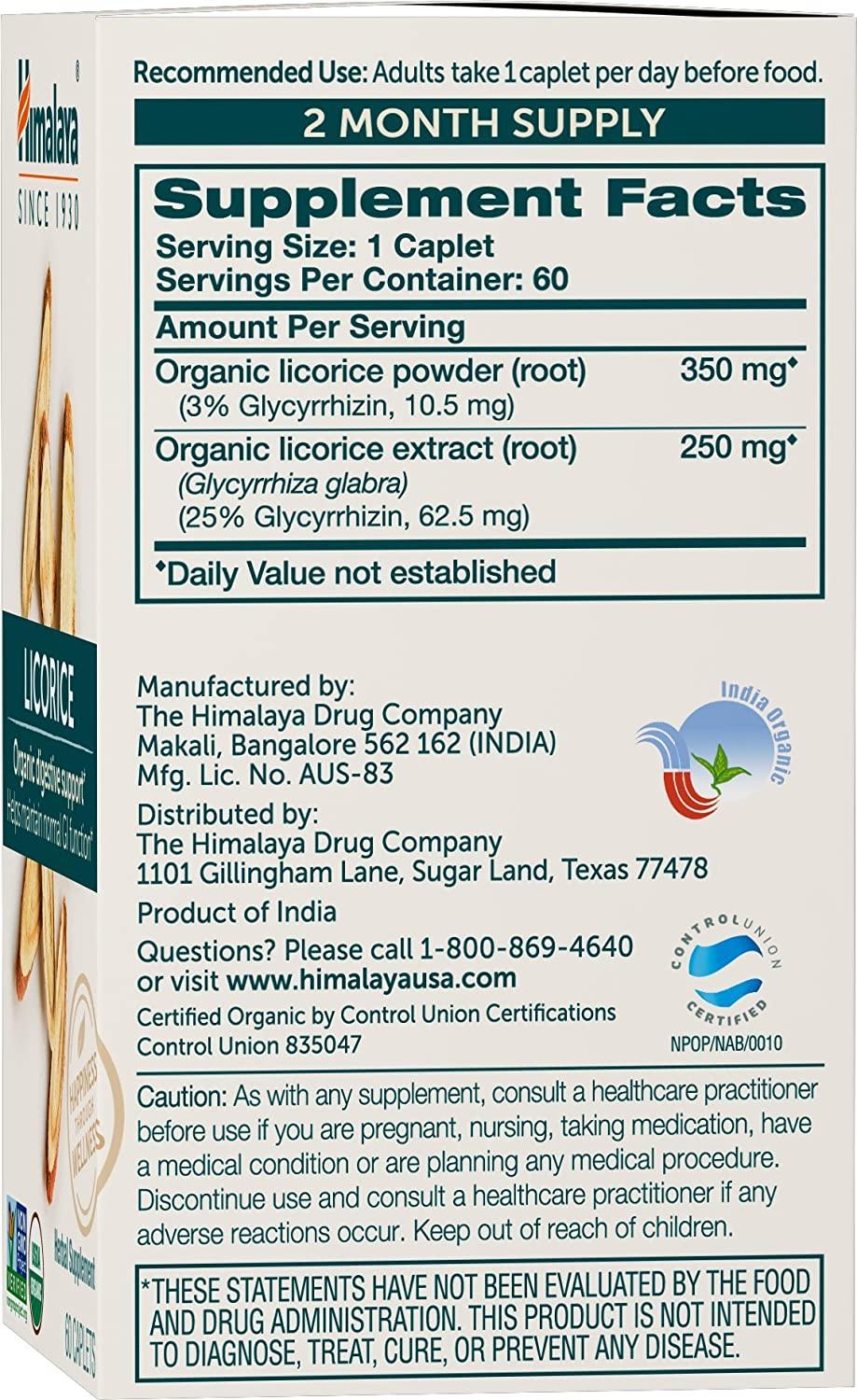 Himalaya Organic Licorice for Digestion, Gas, Nausea & Heartburn Relief