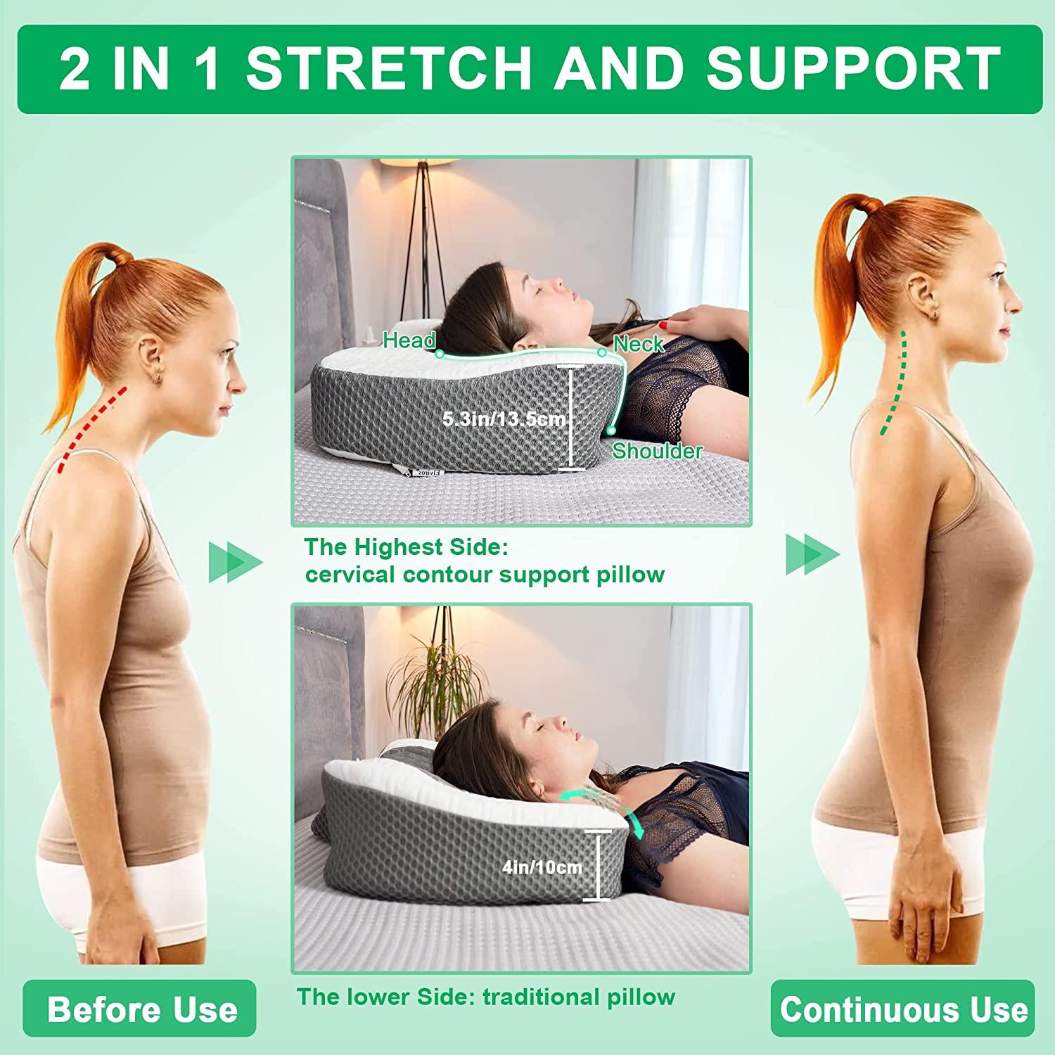 Elviros Cervical Memory Foam Neck Pillow Contour Orthopedic Pillows