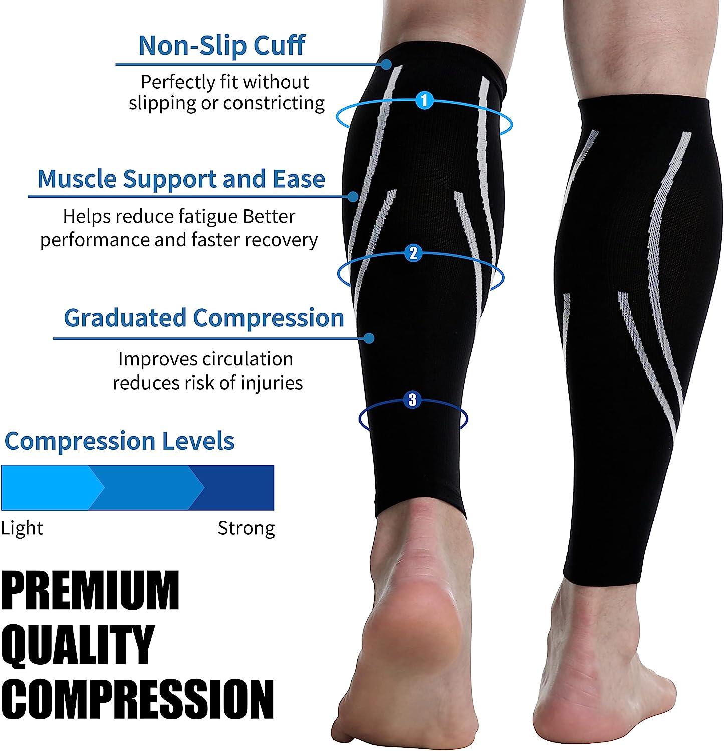 Udaily Calf Compression Sleeves for Men & Women (20-30mmhg) - Calf Support  Leg Compression Socks for Shin Splint & Calf Pain Relief M(Calf 12.5-15)  2 Pairs (Black,pink)