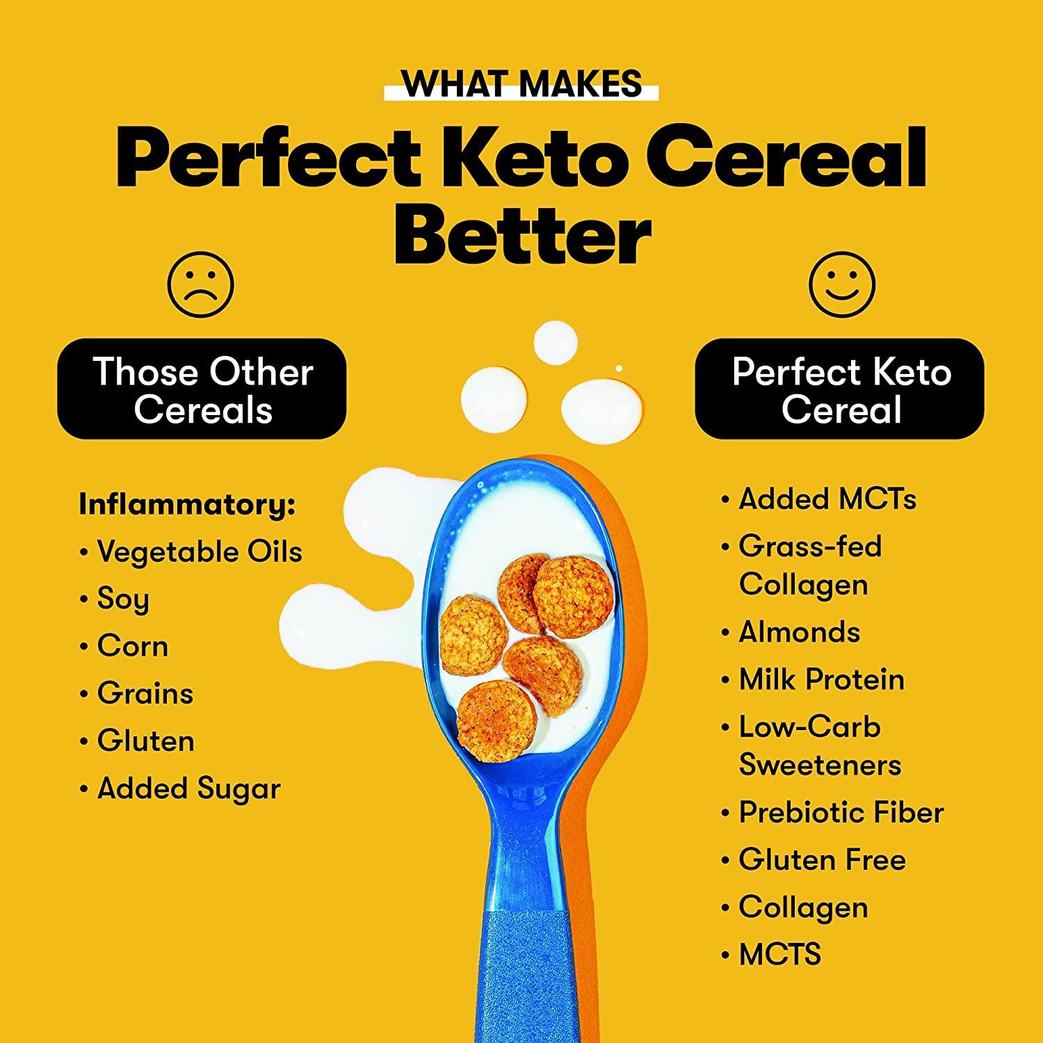 Keto Cereal Low Carb, Zero Sugar, Grain Free Protein Cereal Keto Snacks Great Keto