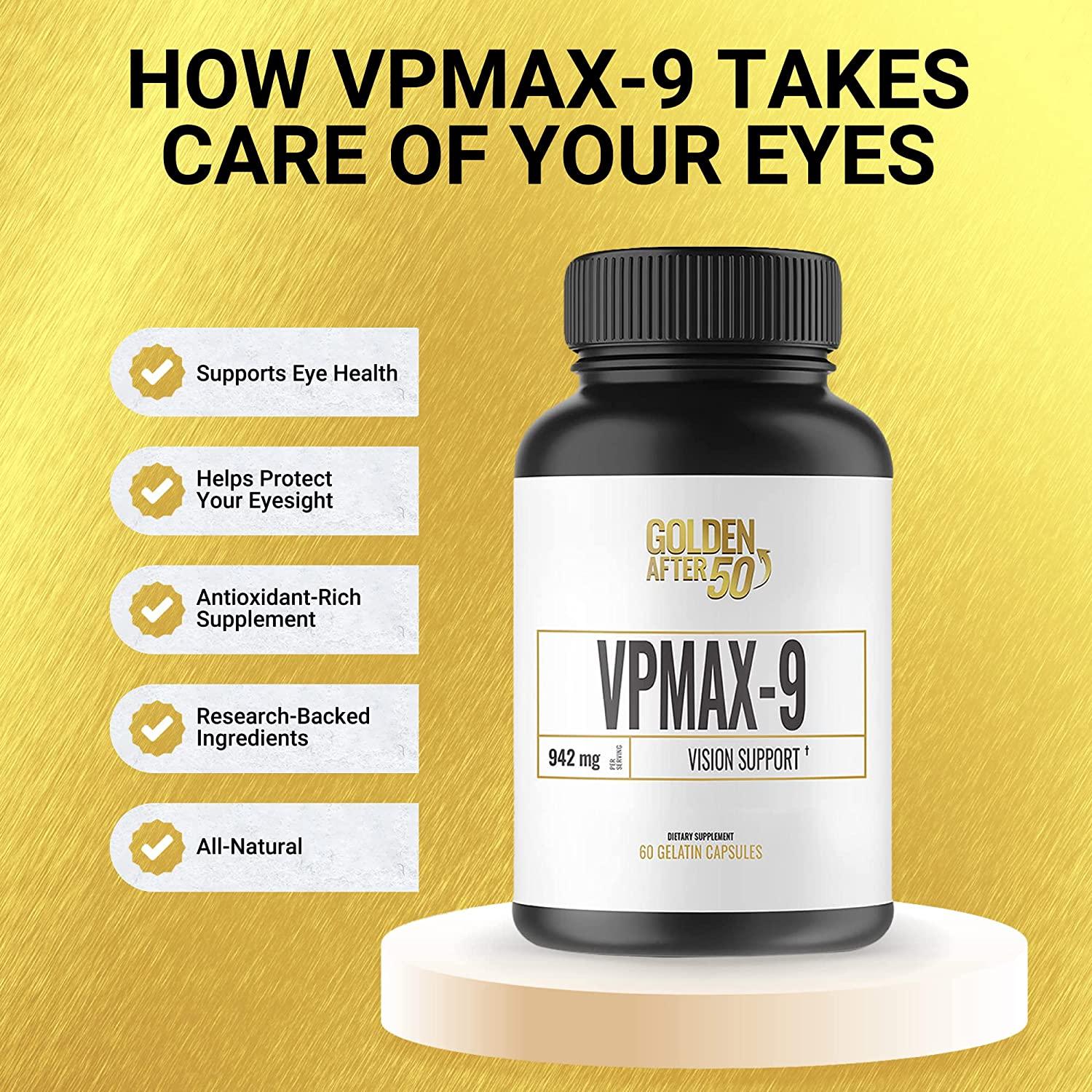 Golden After 50 VpMax9 Vision Support Supplement 60 Gelatin Capsules