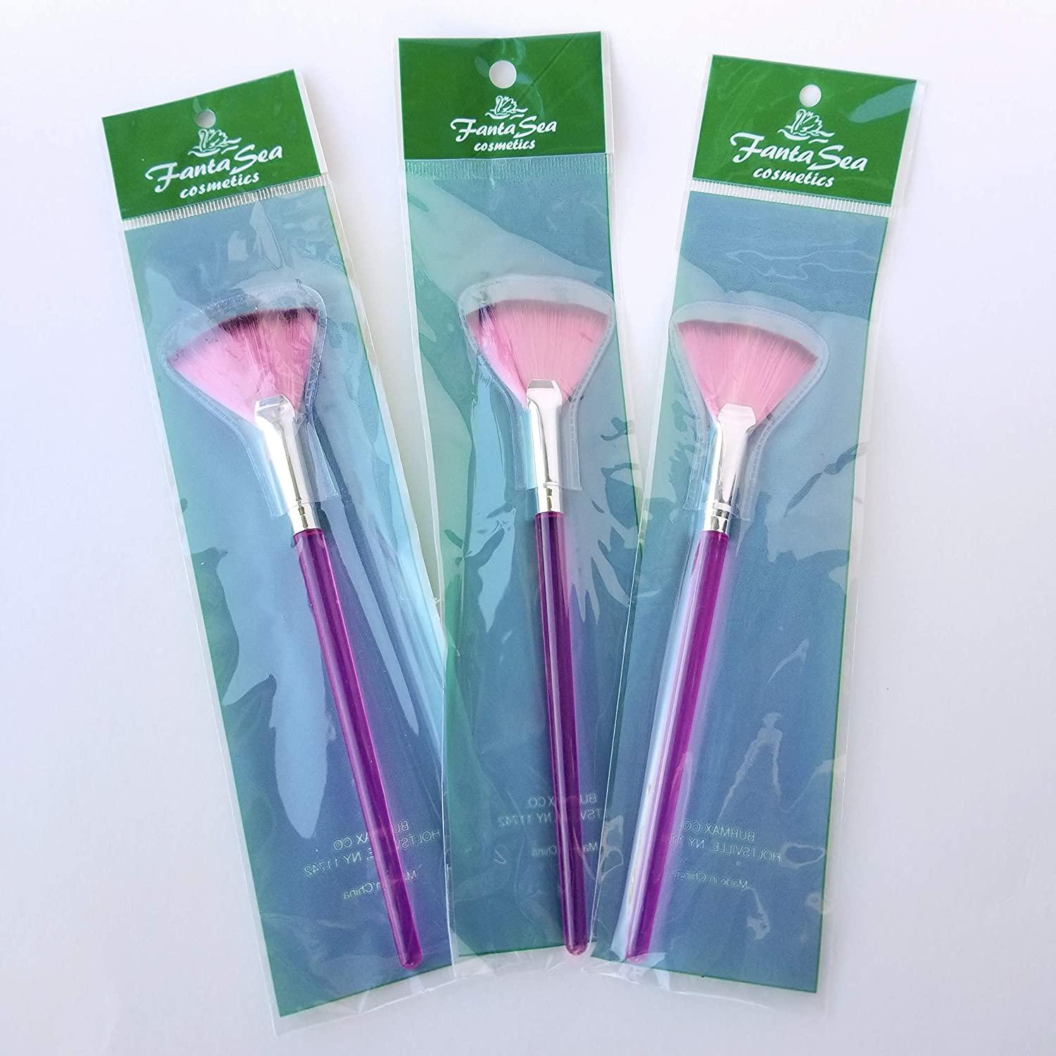 Fanta Sea Cosmetics Translucent Facial Mask Fan Brush Pk3 Pink