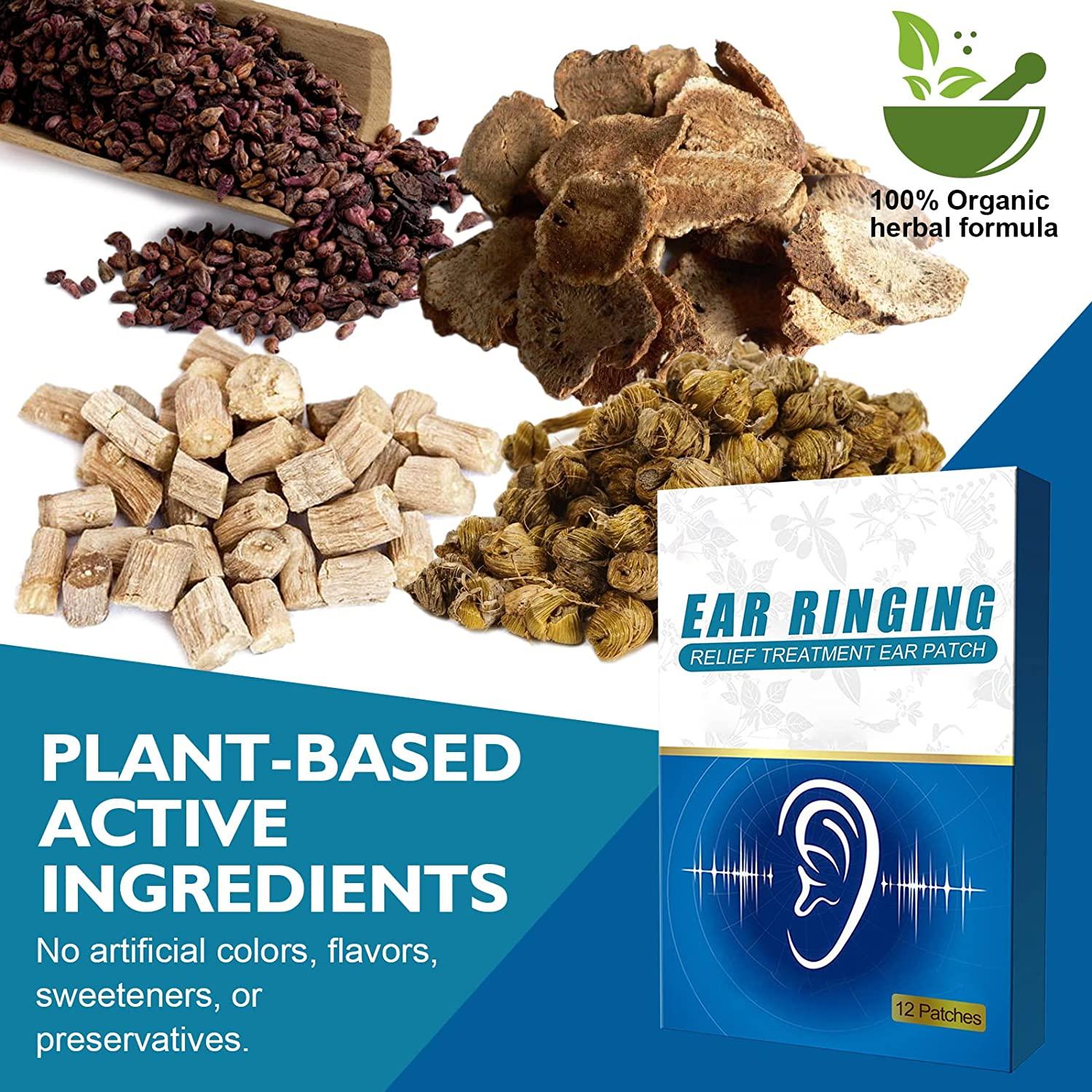 Tinnitus Relief Patches Herbal Treatment for Ringing Ears, Hearing Loss, and Ear Pain 6 Count