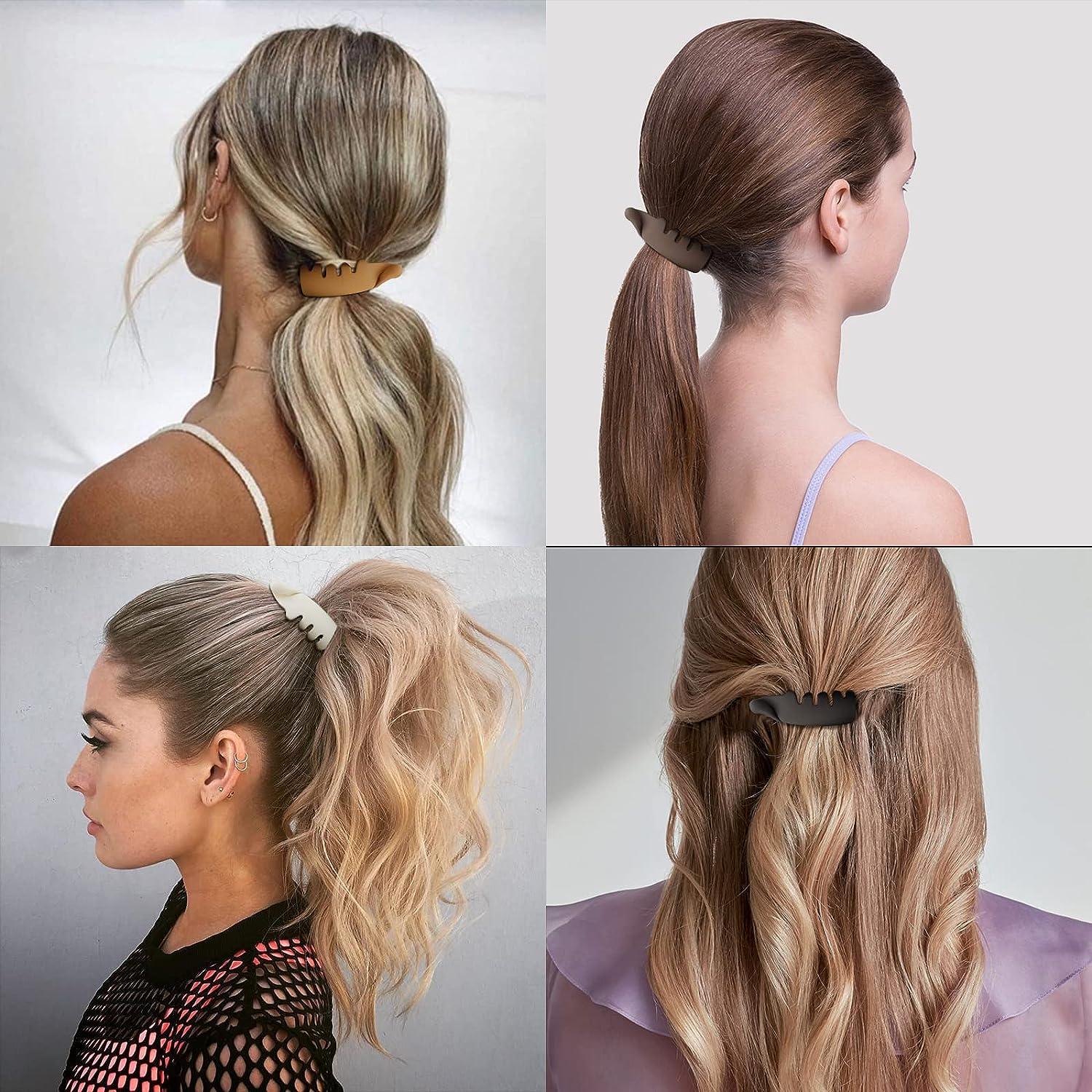 Hapdoo 4Pcs Small Hair Claw Clips for High Ponytail Strong Hold