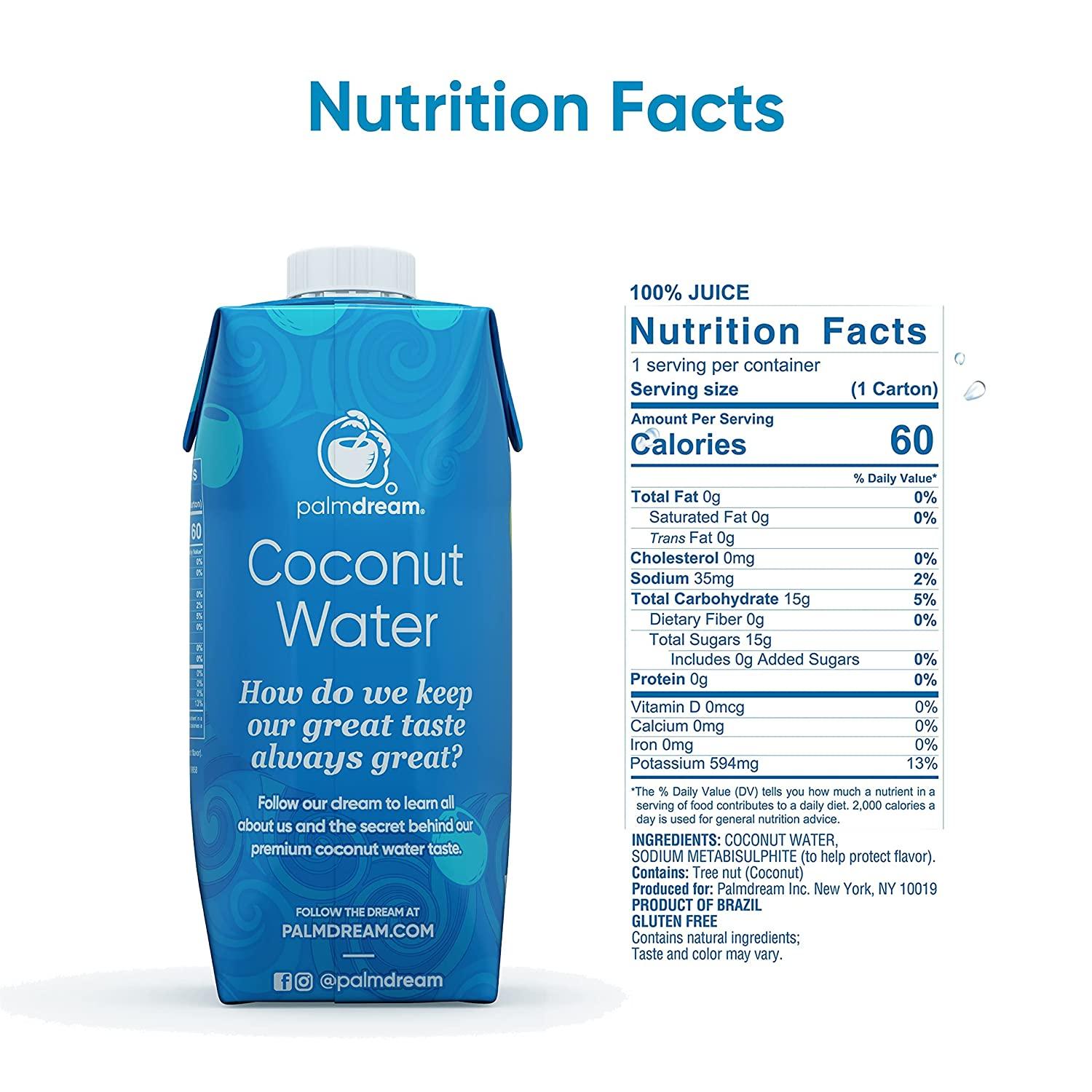 Palmdream Coconut Water No Sugar Added Premium NonGMO Coconut