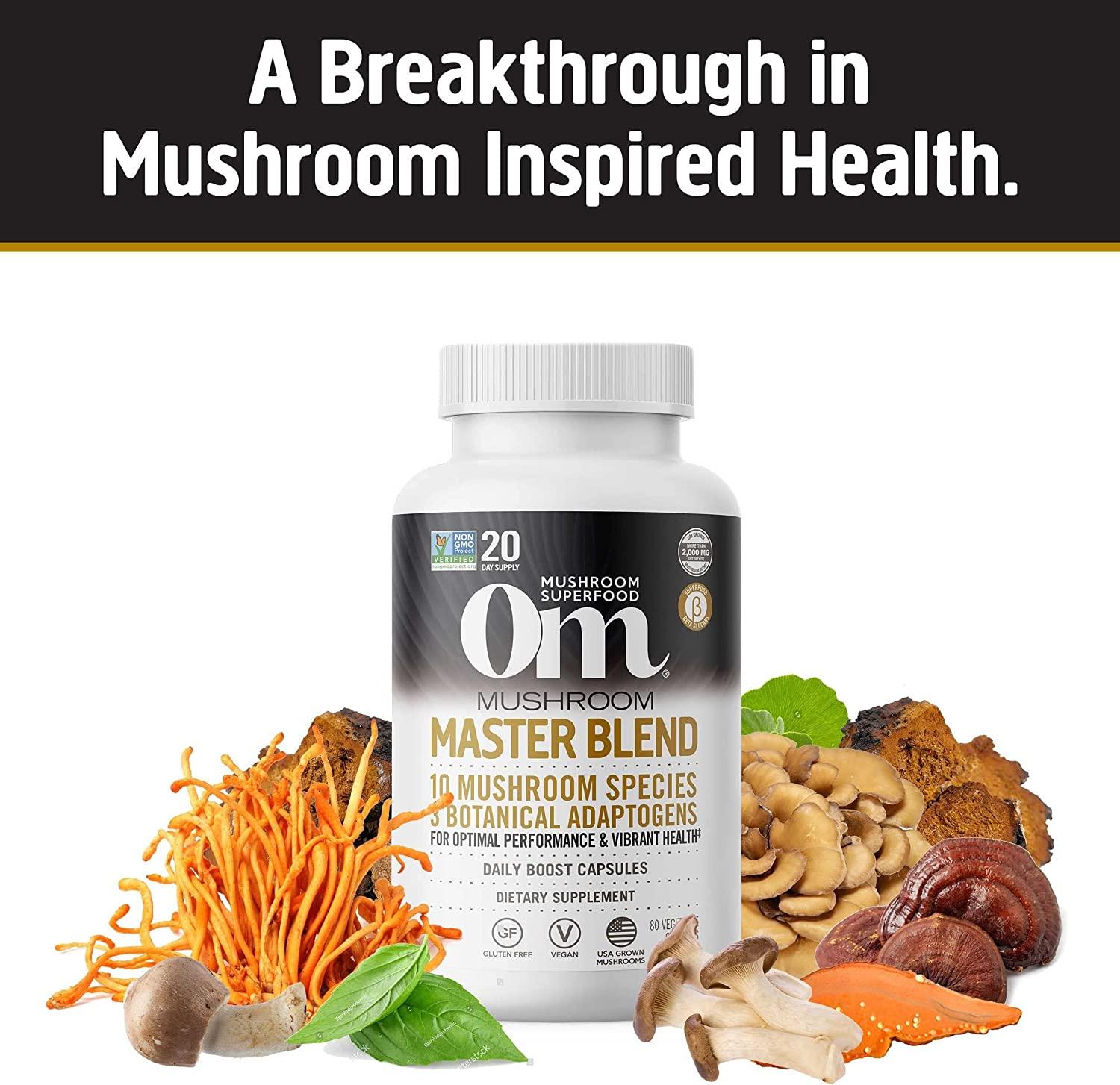 Om Mushrooms Mushroom Master Blend 675 mg 80 Vegetable Capsules