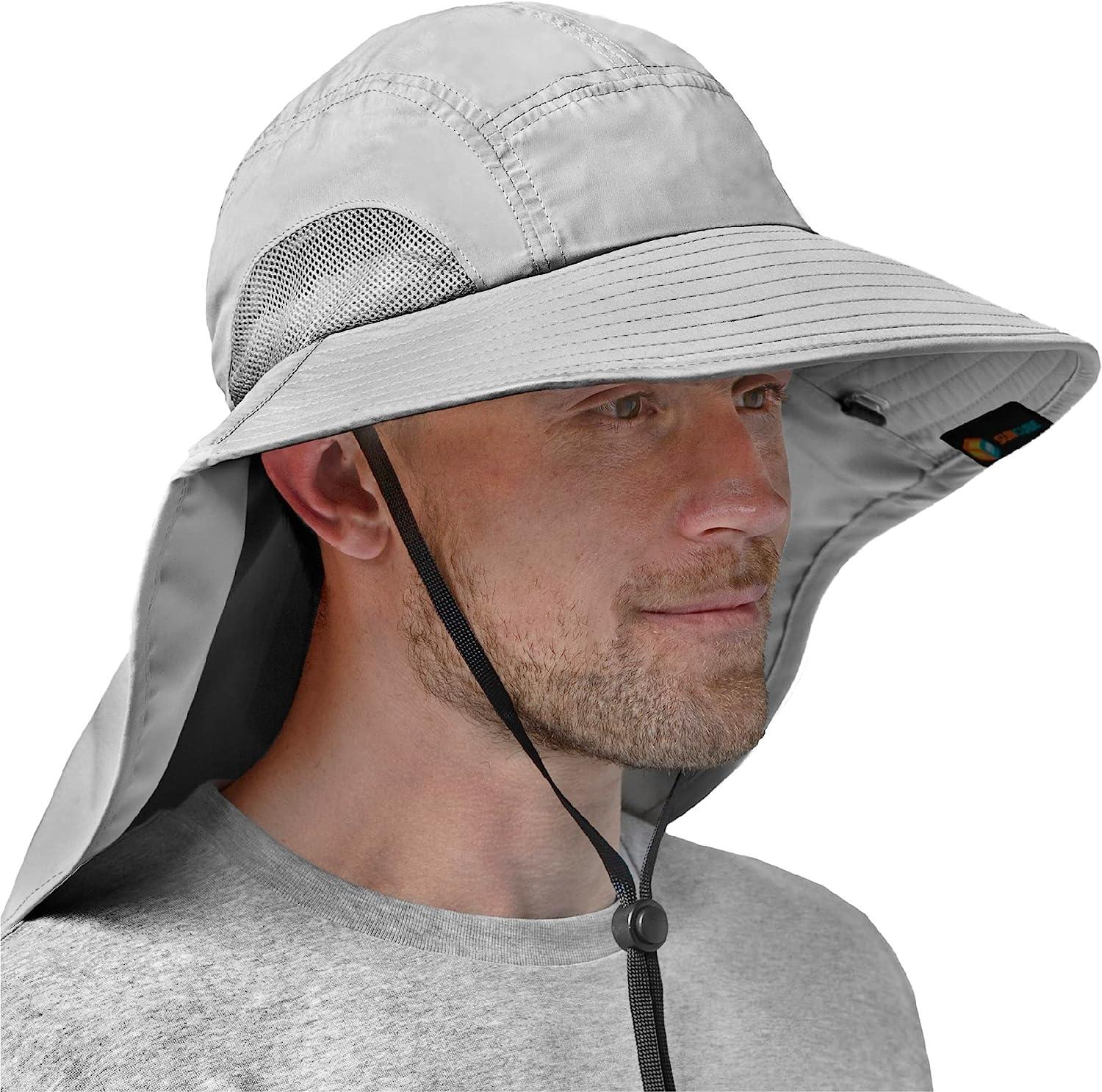 Men Women Fishing Bucket Hat Neck Flap Face Mask Wide Brim Caps