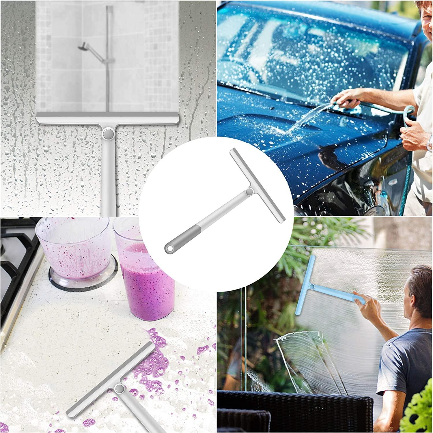 2Pack Flexible Silicone Window Squeegee with Non-Slip Handle for Car Shower  Door