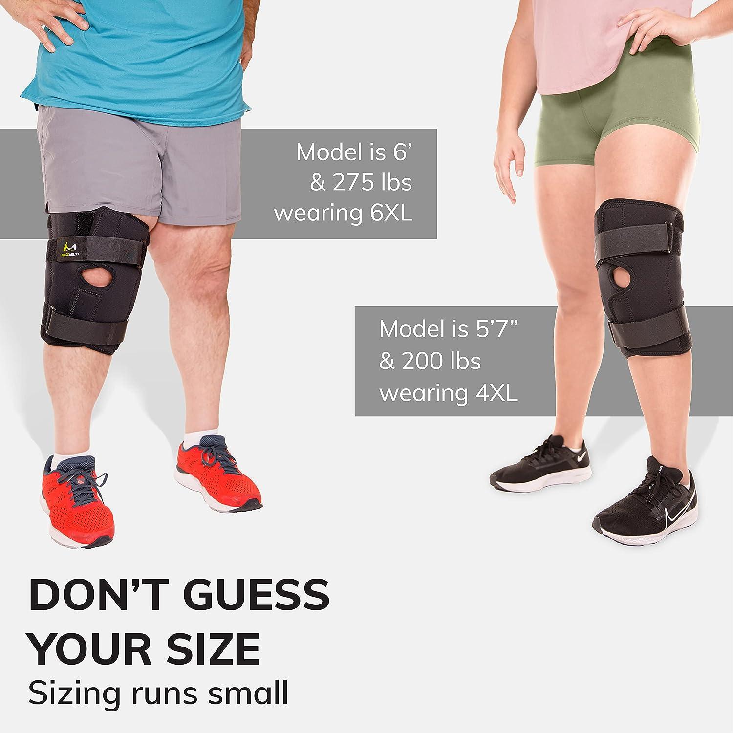 BraceAbility Plus Size Knee Brace with Hinges Bariatric Compression