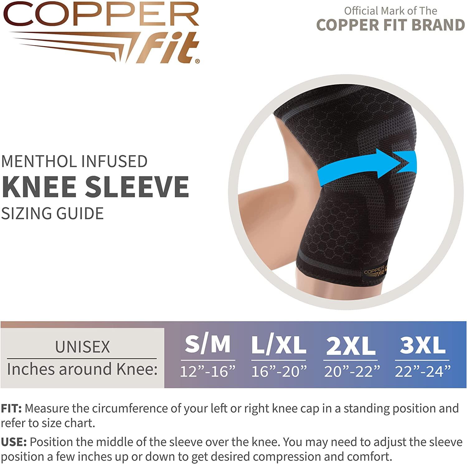 Copper Fit Ice Knee Compression Sleeve Infused With Menthol, Large