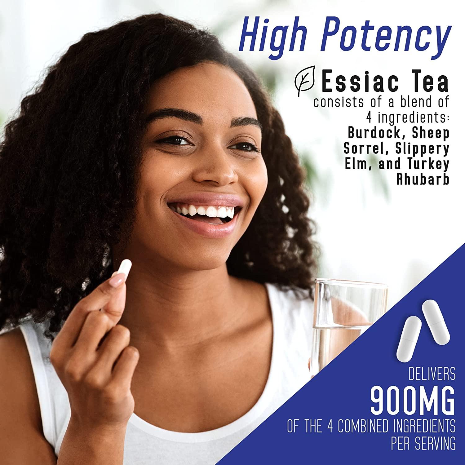 Essiac Tea Advantage 180 Capsules 900mg Eissac Herbal Supplement and