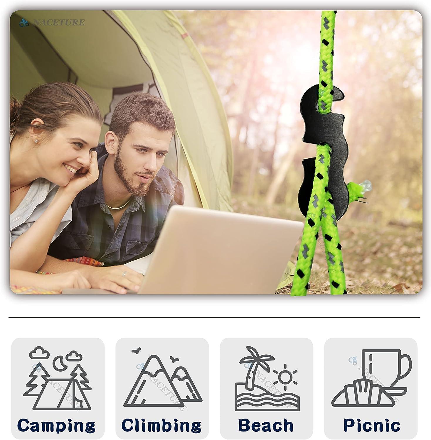 NACETURE Aluminum Alloy Rope Tensioner (20 Pack) Camping Tent Guyline